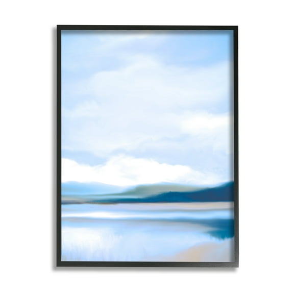 Stupell Industries Blue Beach Shore Nature Painting Black Framed Art Print Wall Art, 11 x 14