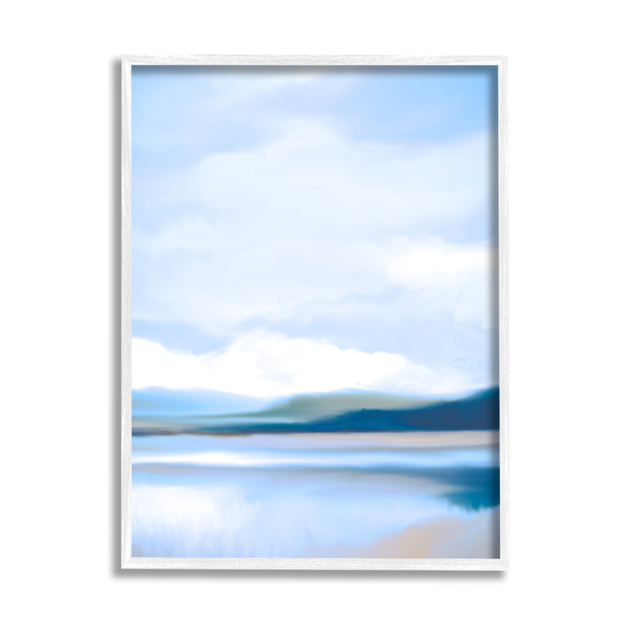 Stupell Industries Blue Beach Shore Nature Painting White Framed Art Print Wall Art, 11 x 14