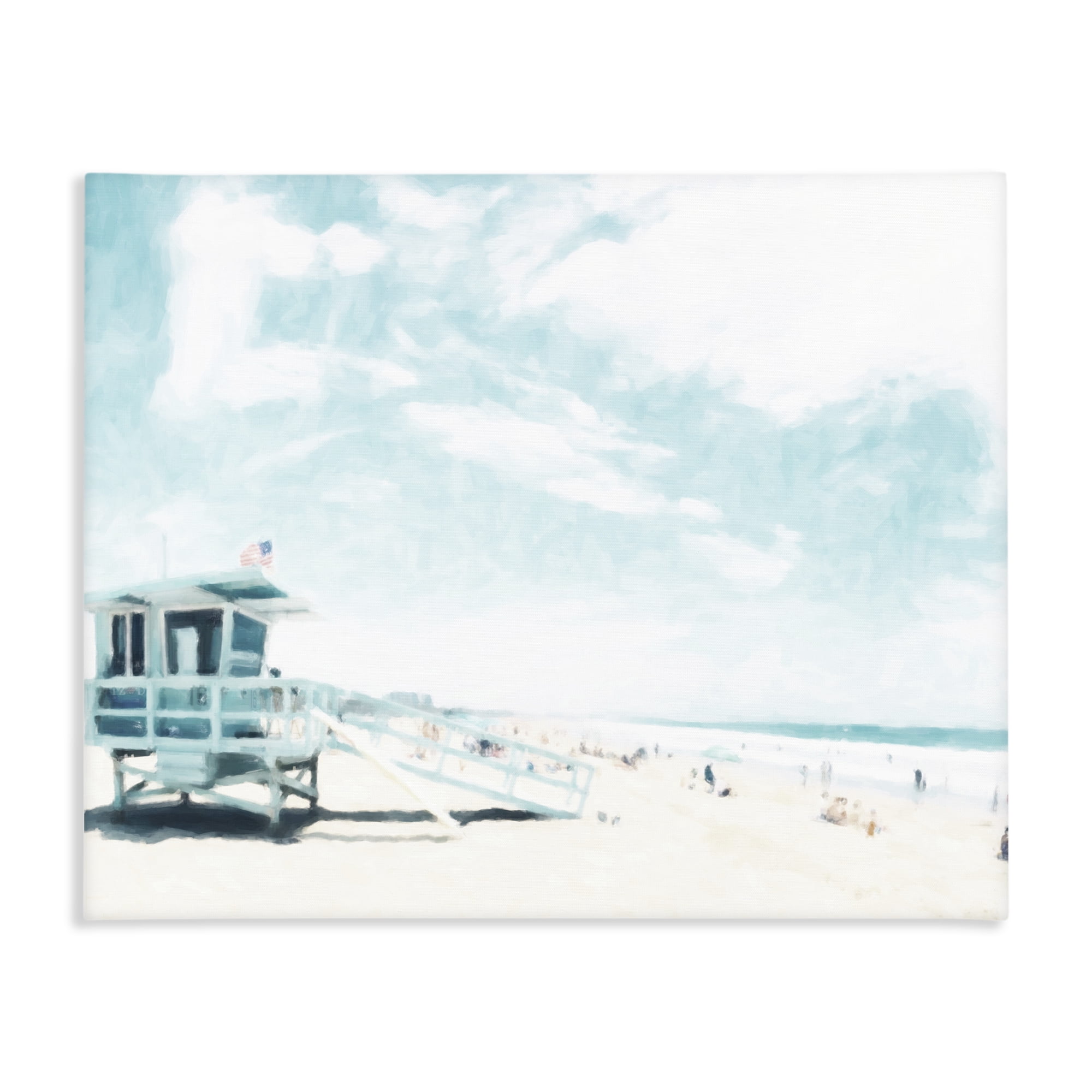 Stupell Industries Blue Beach Station Canvas Wall Art, design by Kim Curinga