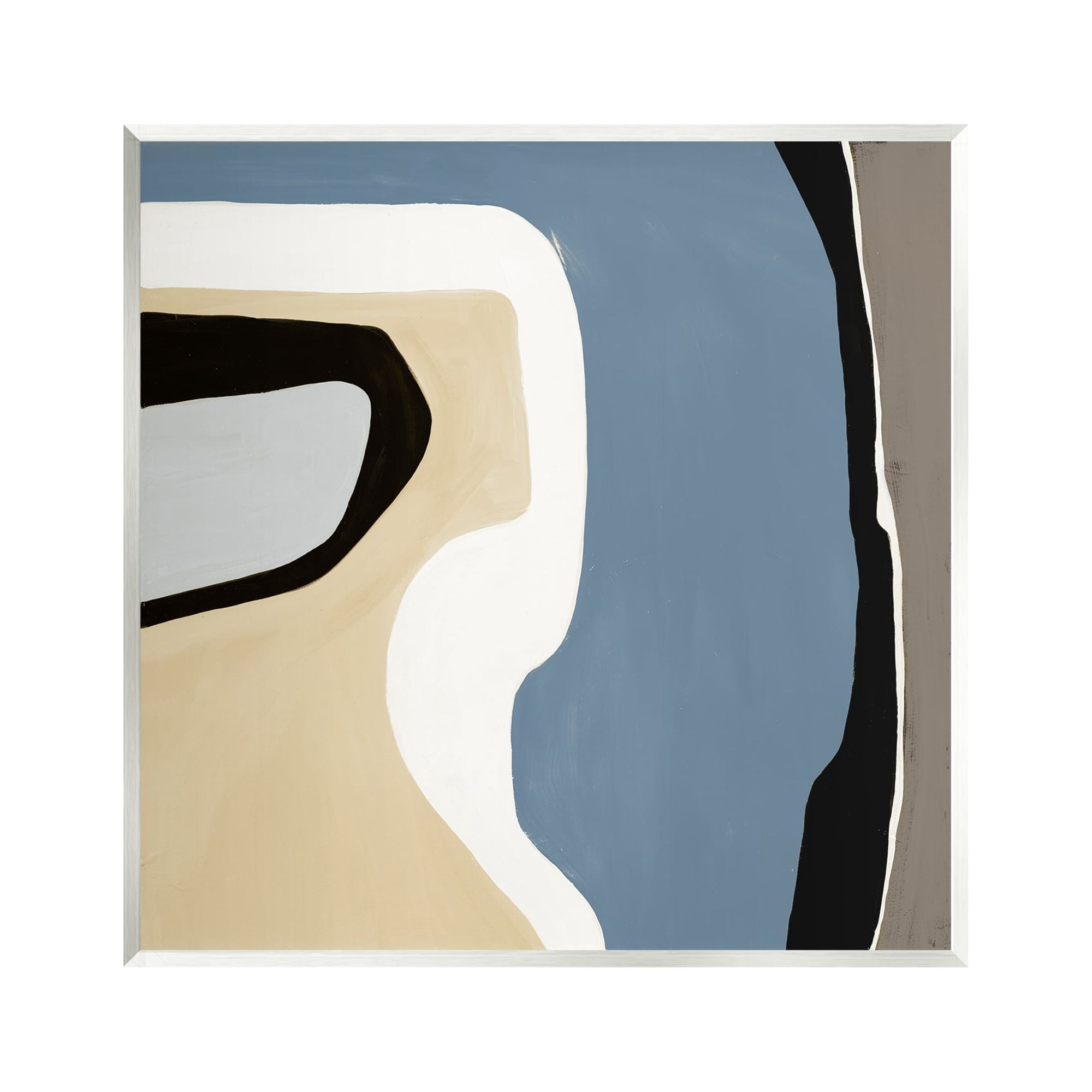 Stupell Industries Blue & Beige Abstraction Abstract Painting Unframed Art Print Wall Art, 12 x 12