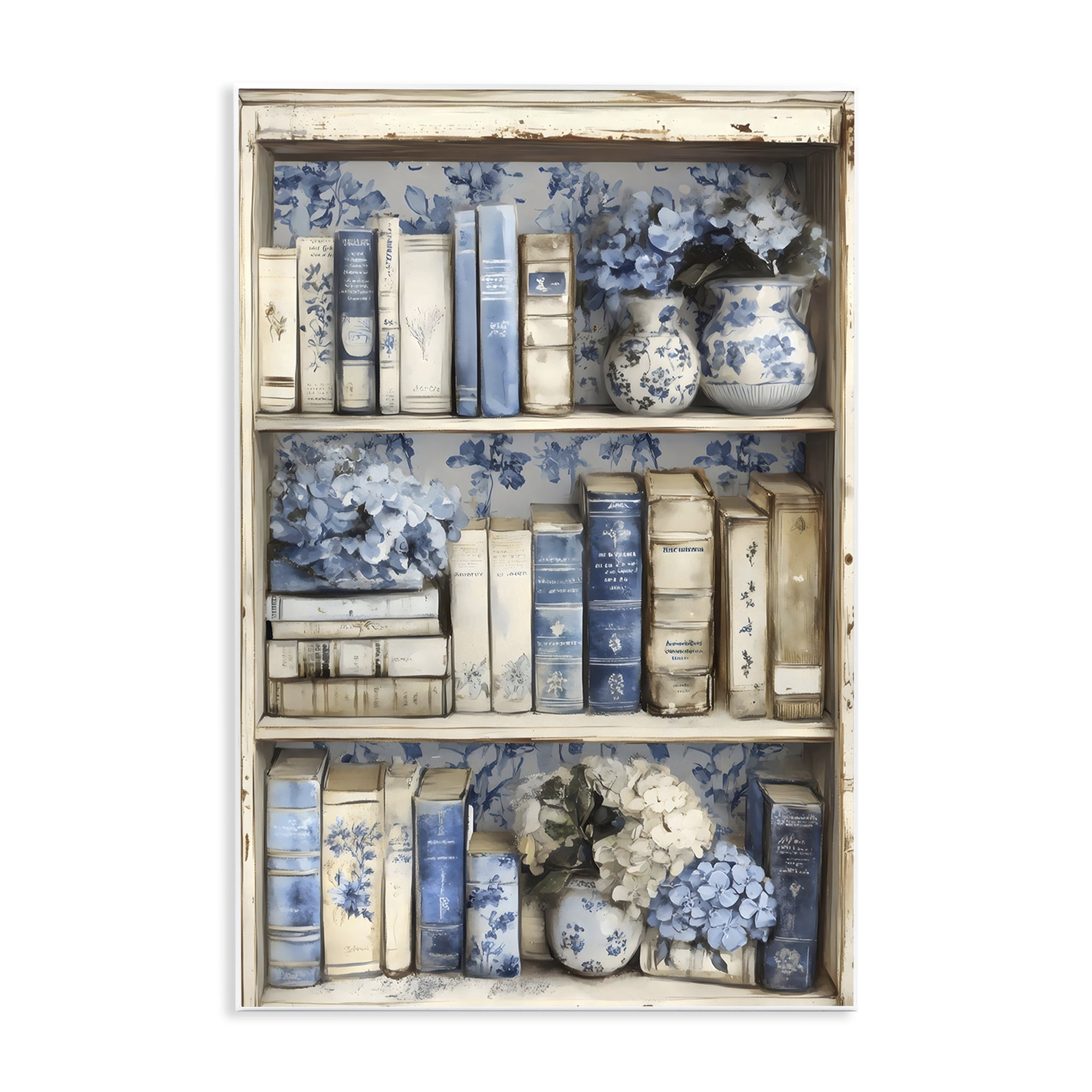 Stupell Industries Blue & Beige Bookcase Wall Plaque Art, design by LSR Design Studio