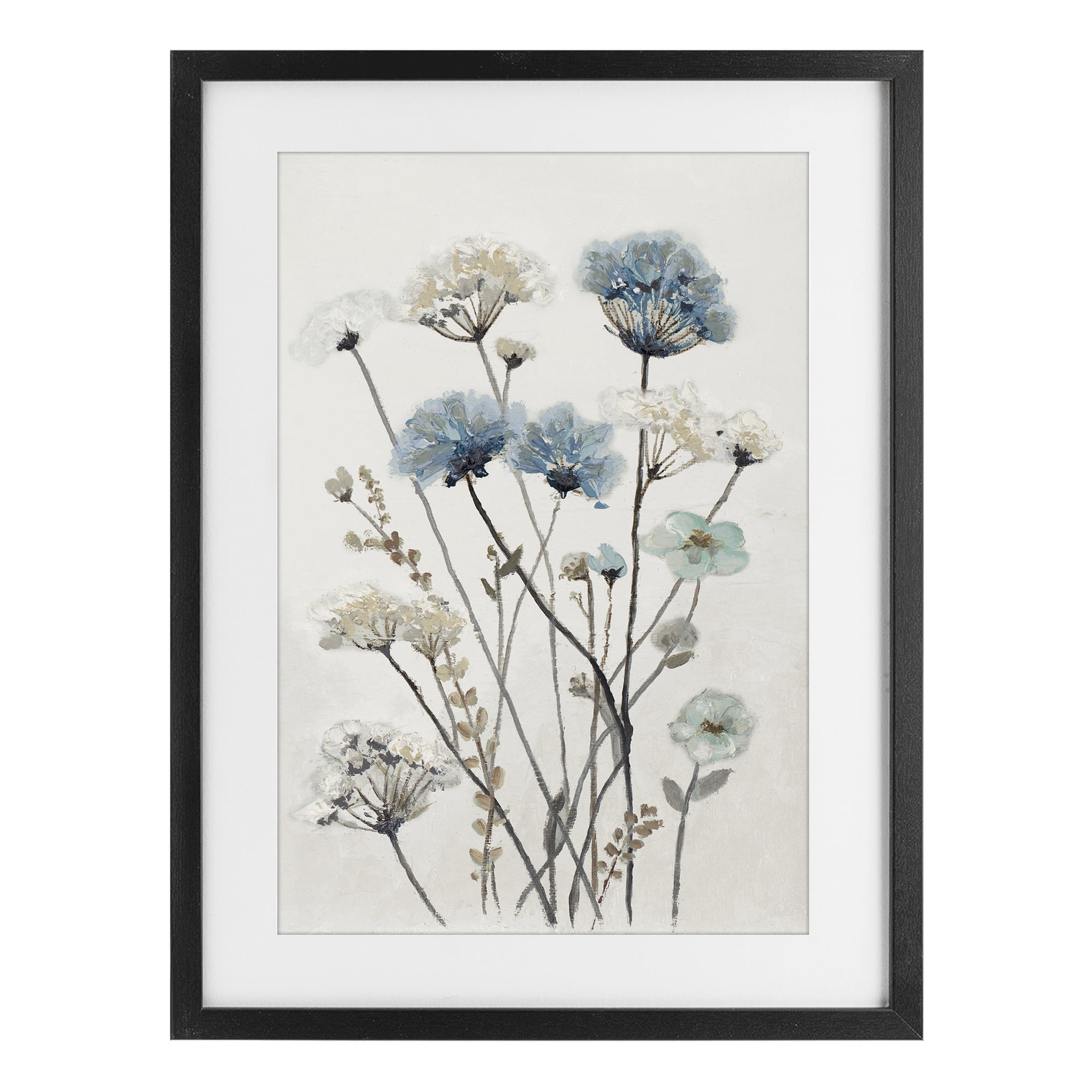 Stupell Industries Blue & Beige Garden Black Framed Print Under Glass, design by Patricia Pinto