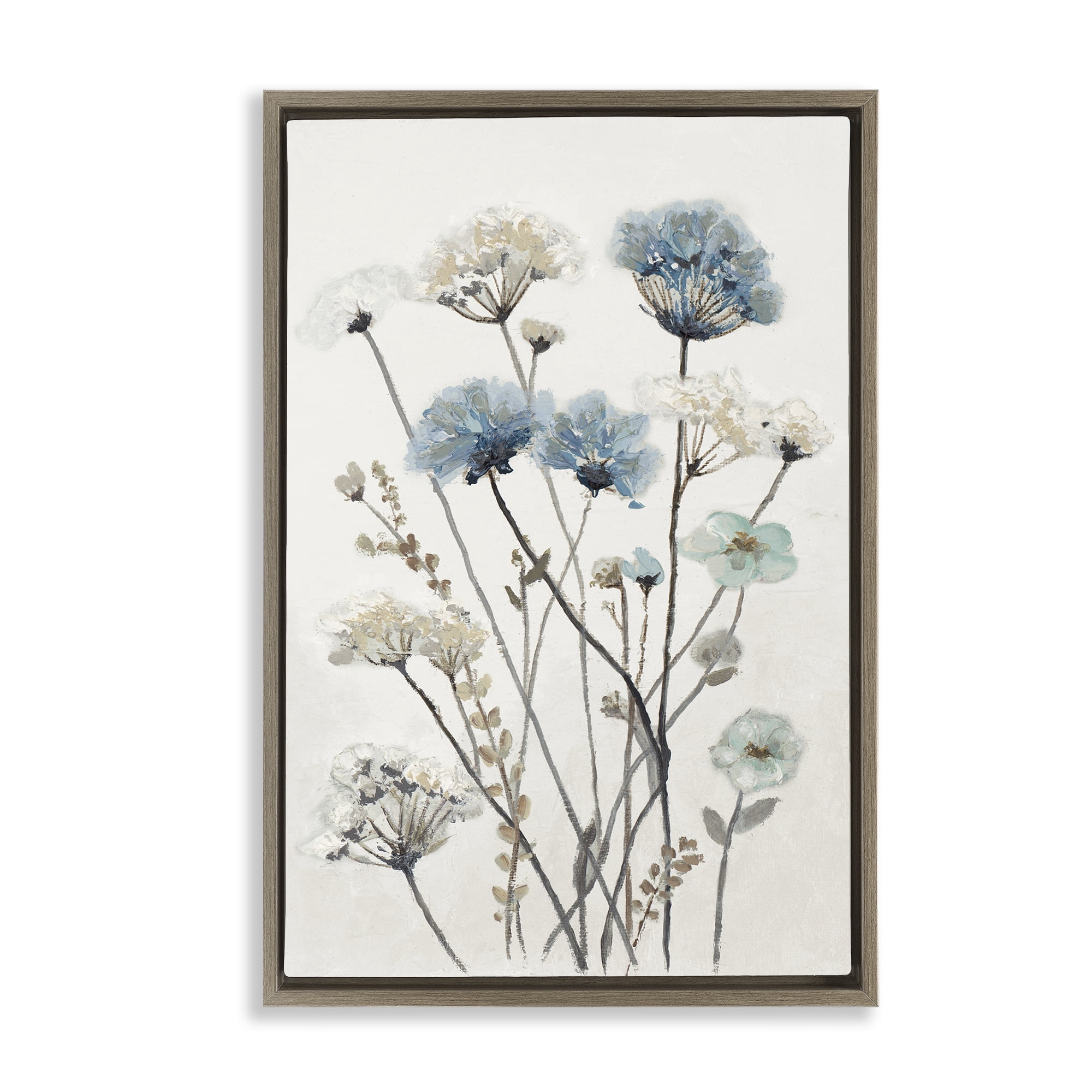 Stupell Industries Blue & Beige Garden Brown Framed Floater Canvas Wall Art, design by Patricia Pinto