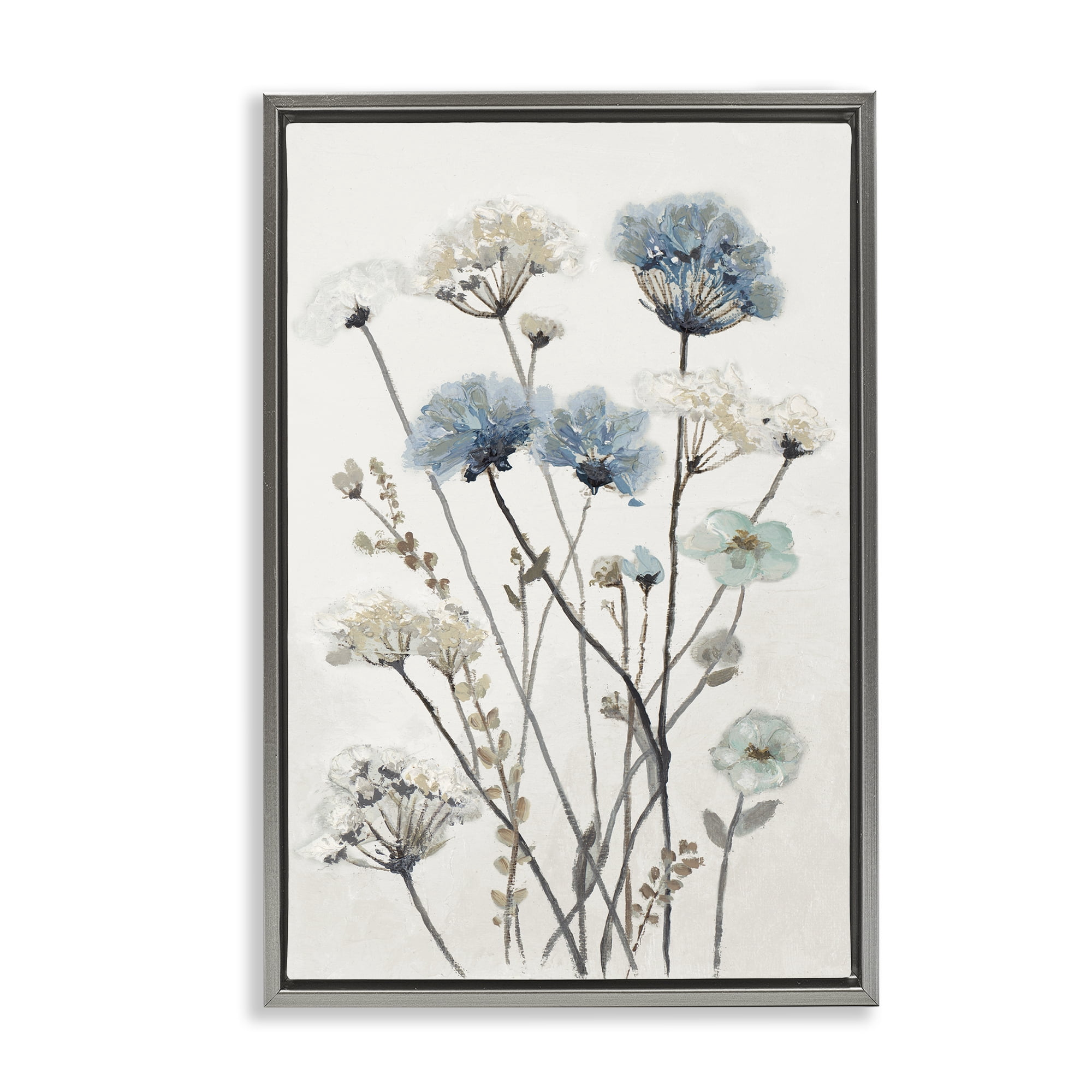 Stupell Industries Blue & Beige Garden Gray Framed Floater Canvas Wall Art, design by Patricia Pinto
