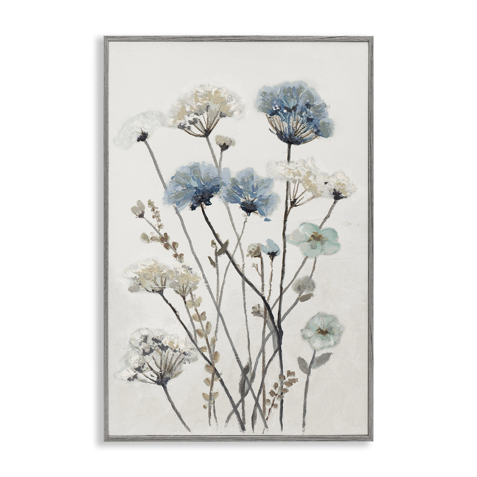 Stupell Industries Blue & Beige Garden Gray Framed Giclee Art, design by Patricia Pinto
