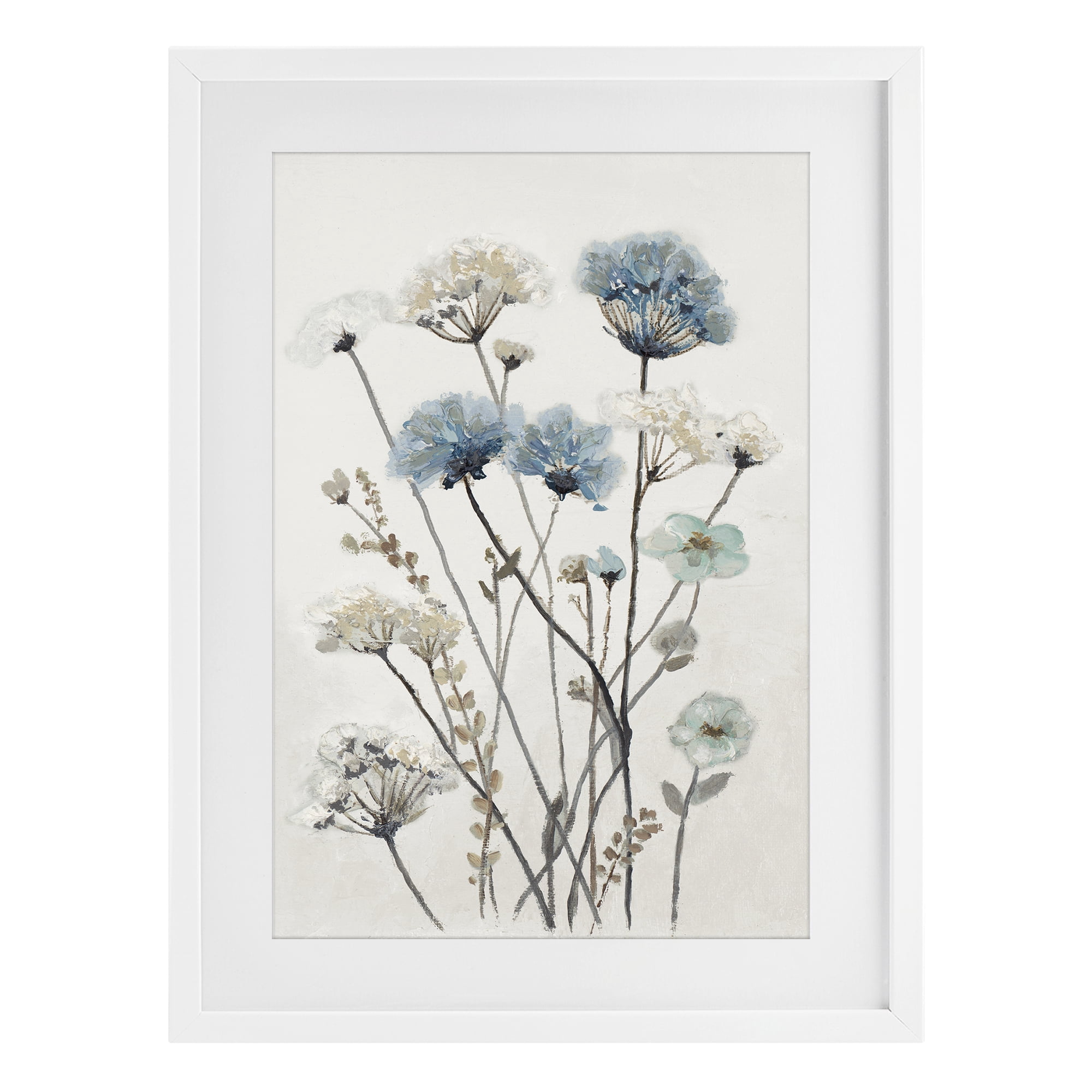 Stupell Industries Blue & Beige Garden White Framed Print Under Glass, design by Patricia Pinto