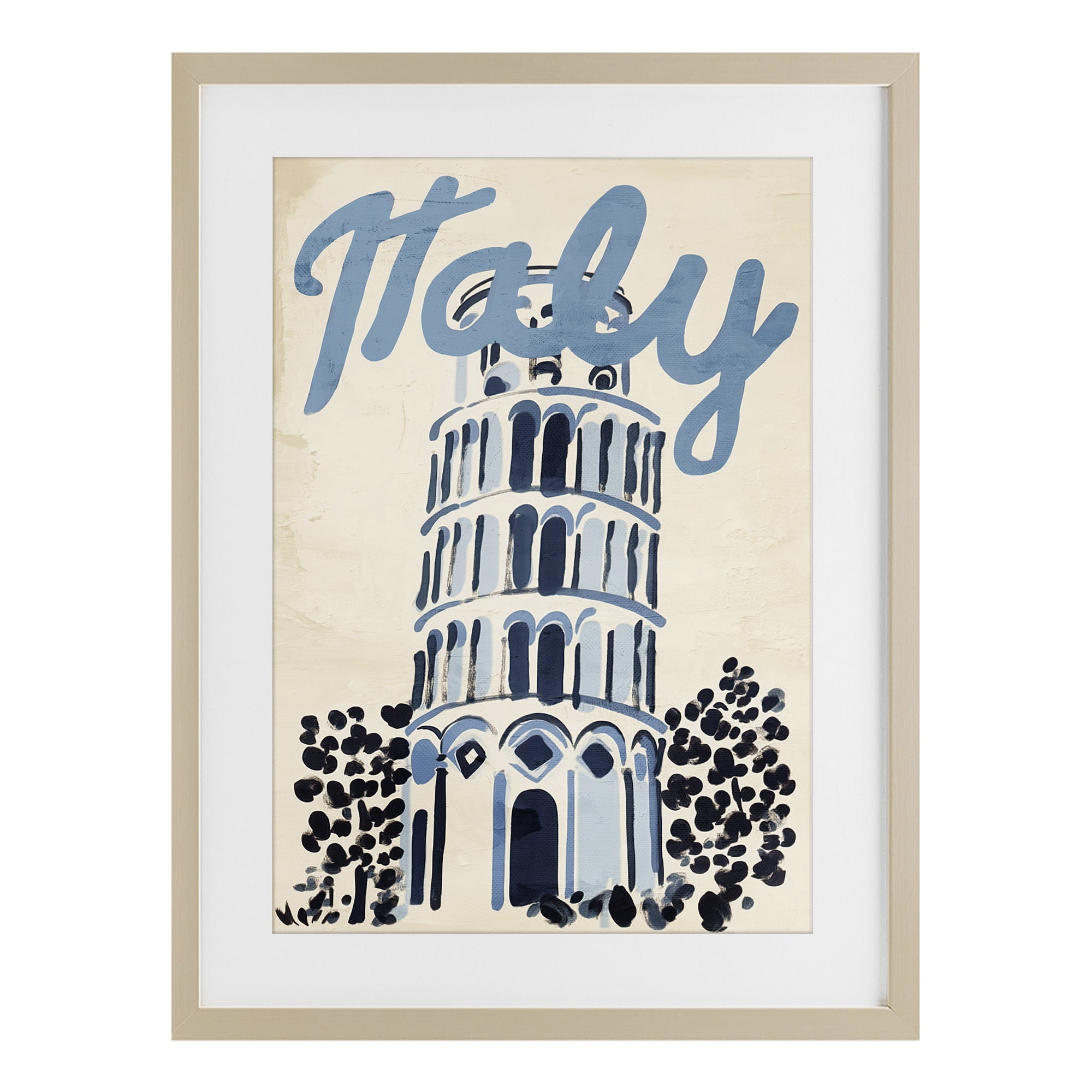 Stupell Industries Blue & Beige Italy Travel Birch Framed Print Under Glass, design by Annabelle Hall
