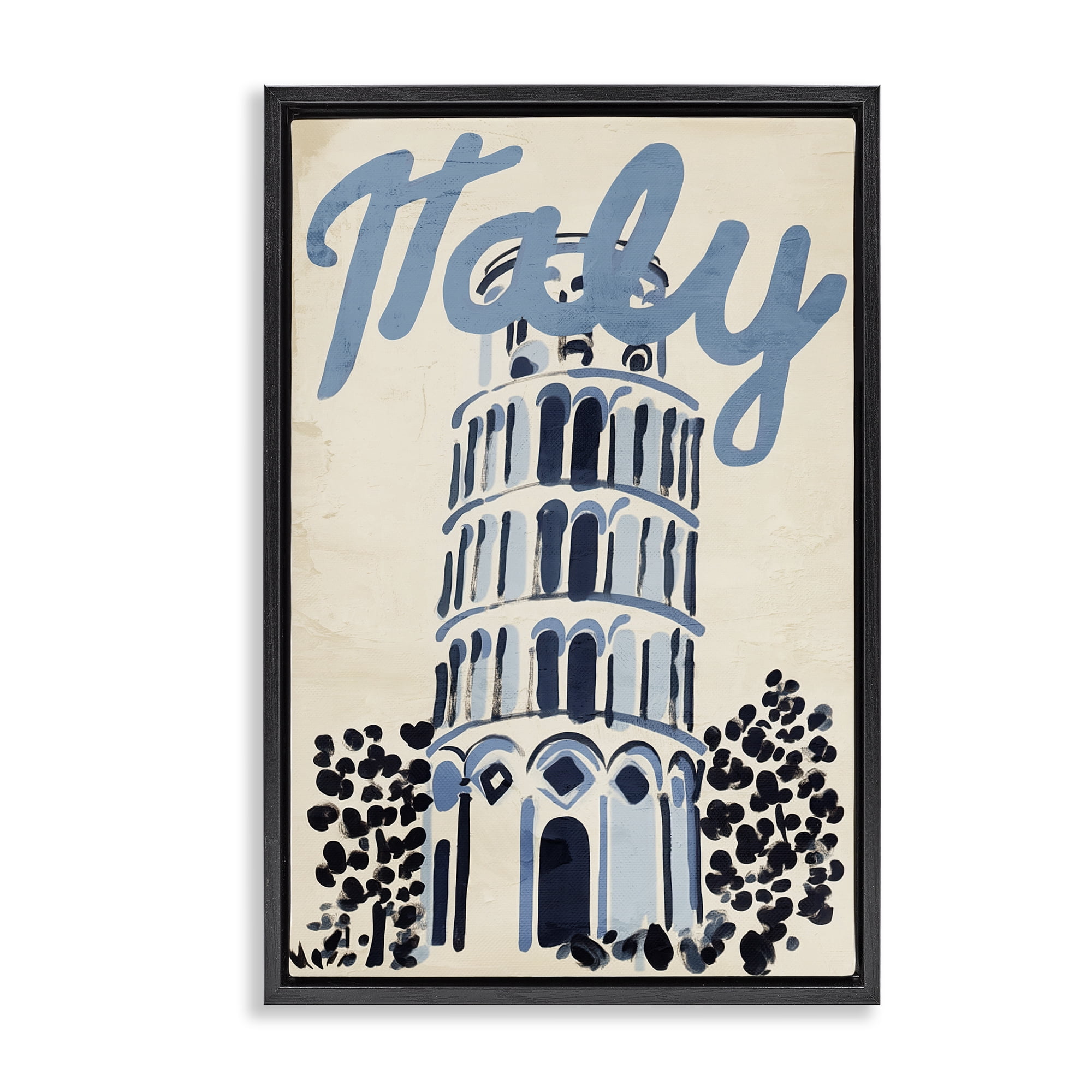 Stupell Industries Blue & Beige Italy Travel Black Framed Floater Canvas Wall Art, design by Annabelle Hall
