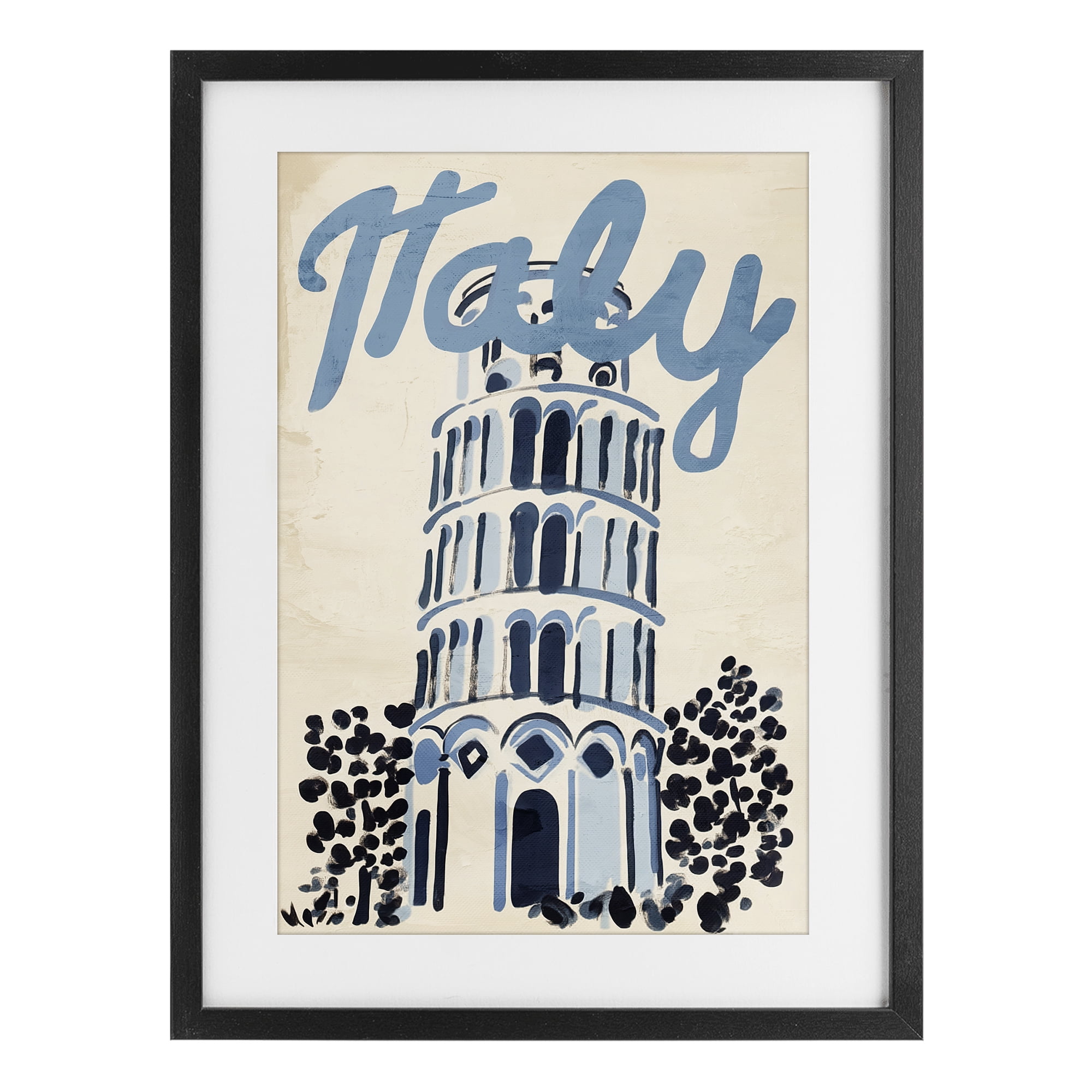 Stupell Industries Blue & Beige Italy Travel Black Framed Print Under Glass, design by Annabelle Hall