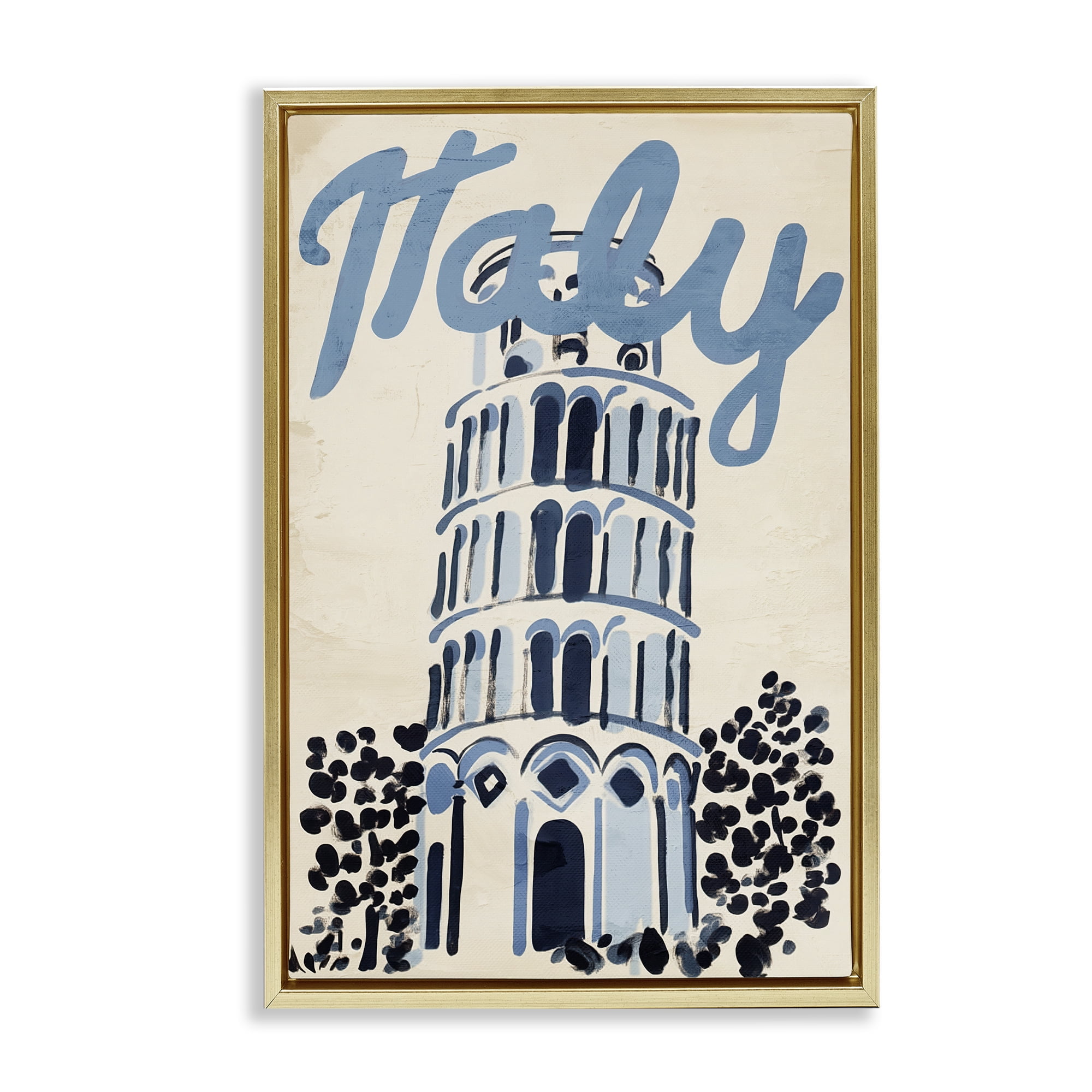 Stupell Industries Blue & Beige Italy Travel Gold Framed Floater Canvas Wall Art, design by Annabelle Hall