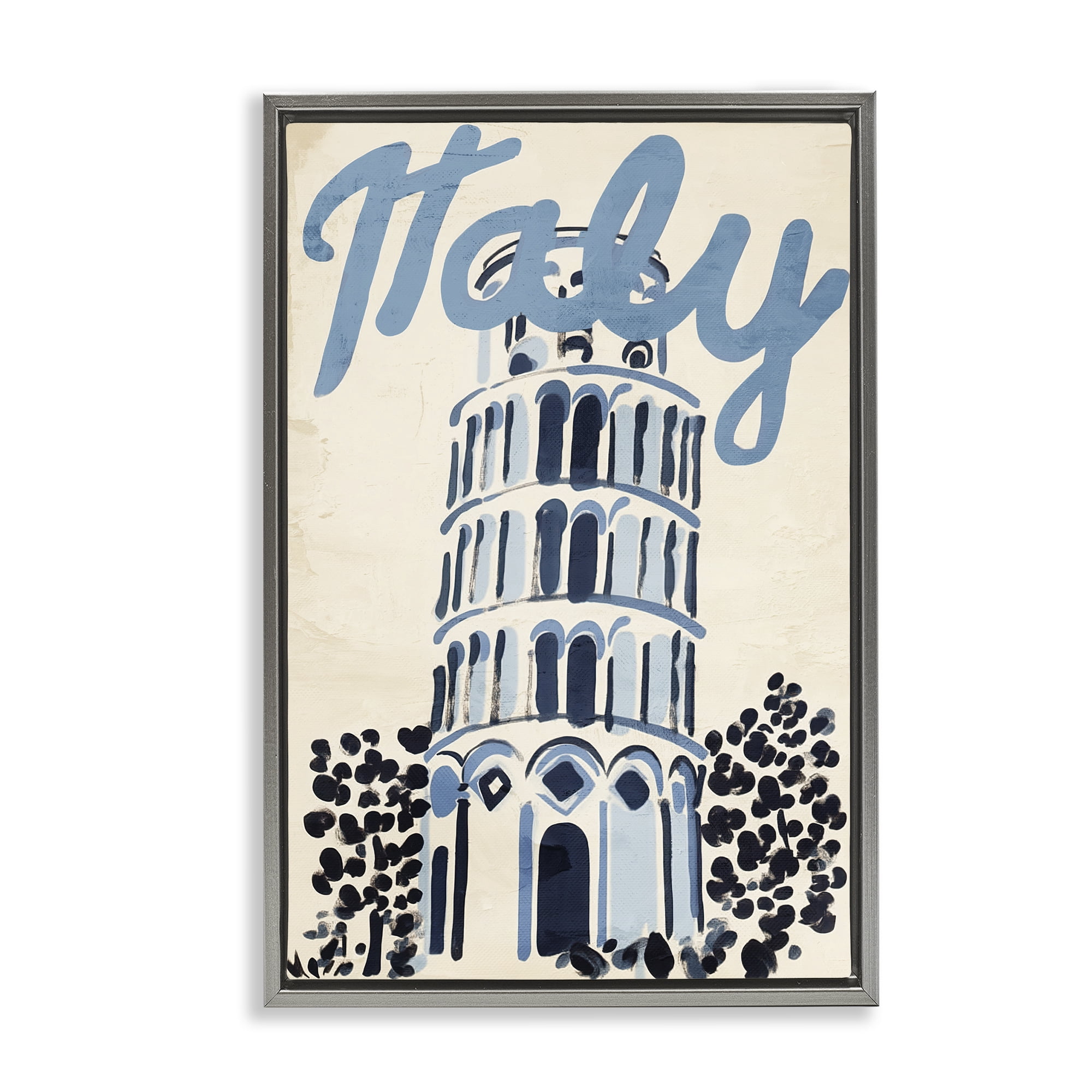 Stupell Industries Blue & Beige Italy Travel Gray Framed Floater Canvas Wall Art, design by Annabelle Hall