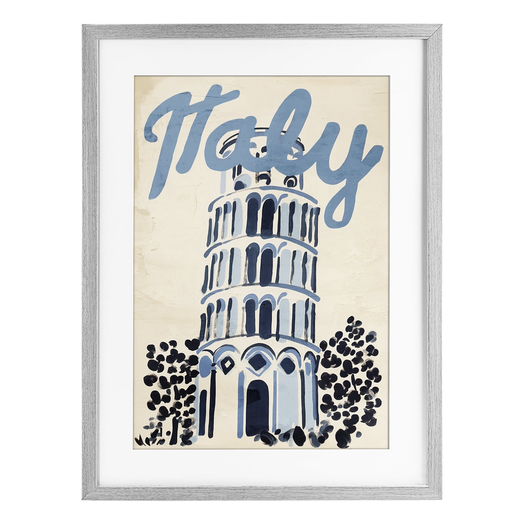 Stupell Industries Blue & Beige Italy Travel Gray Framed Print Under Glass, design by Annabelle Hall