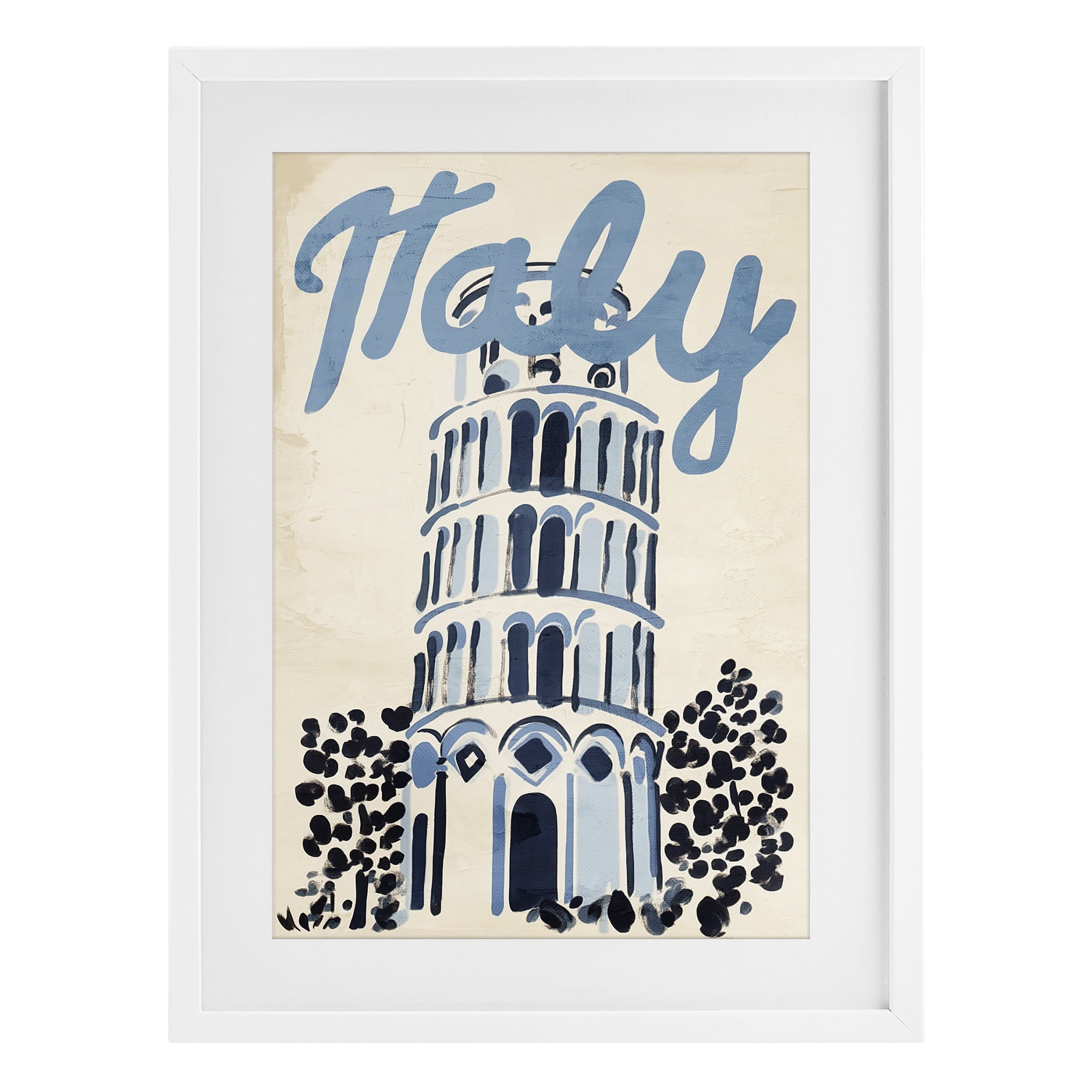Stupell Industries Blue & Beige Italy Travel White Framed Print Under Glass, design by Annabelle Hall