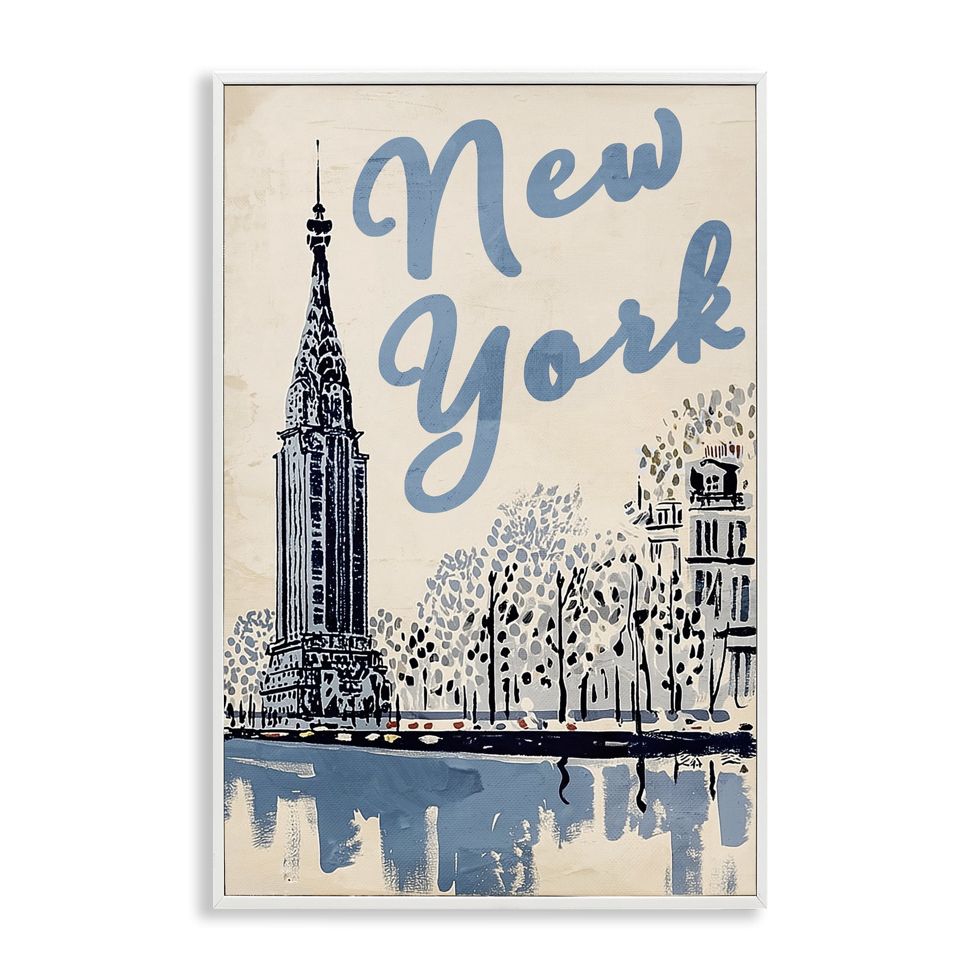 Stupell Industries Blue & Beige New York Travel White Framed Giclee Art, design by Annabelle Hall