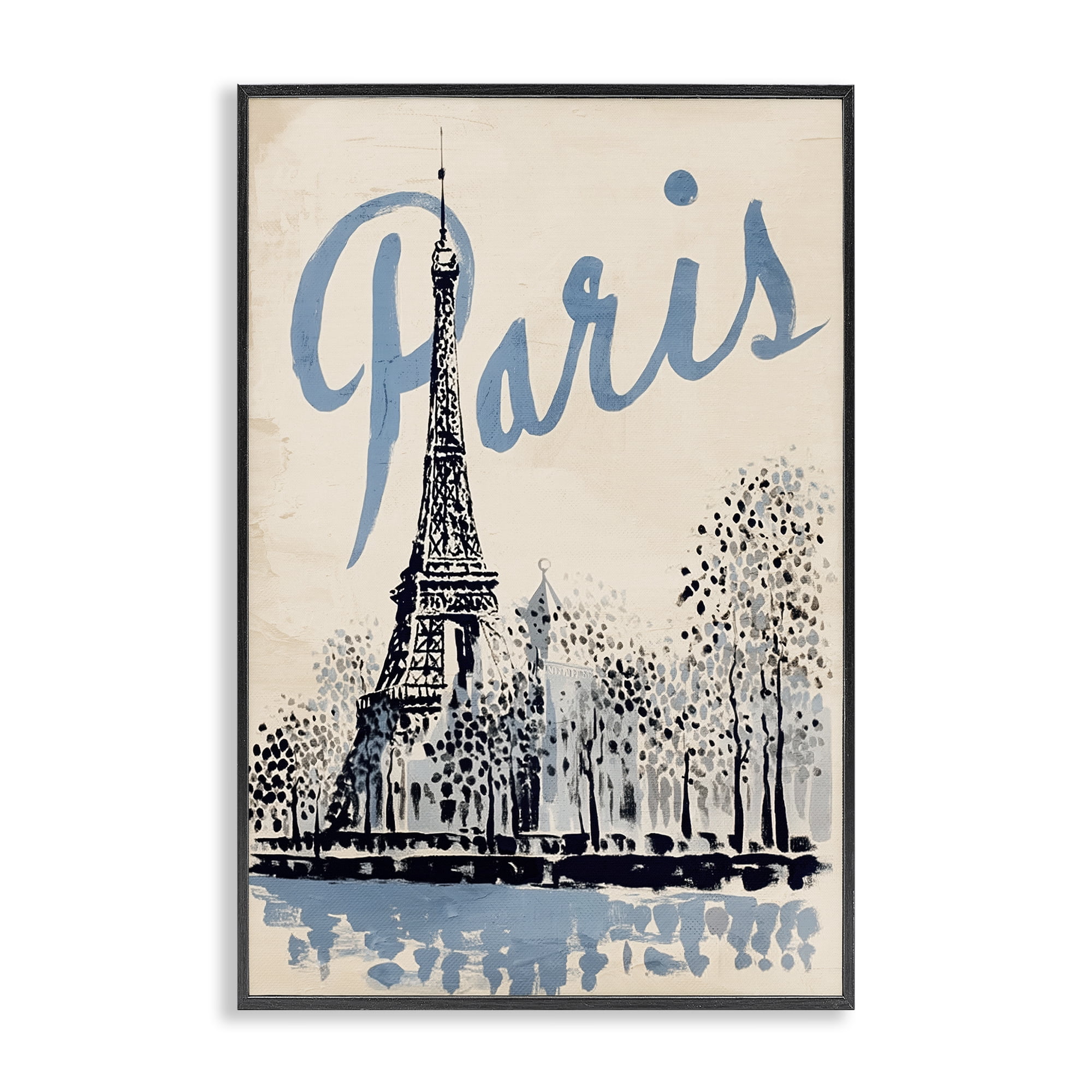 Stupell Industries Blue & Beige Paris Travel Black Framed Giclee Art, design by Annabelle Hall