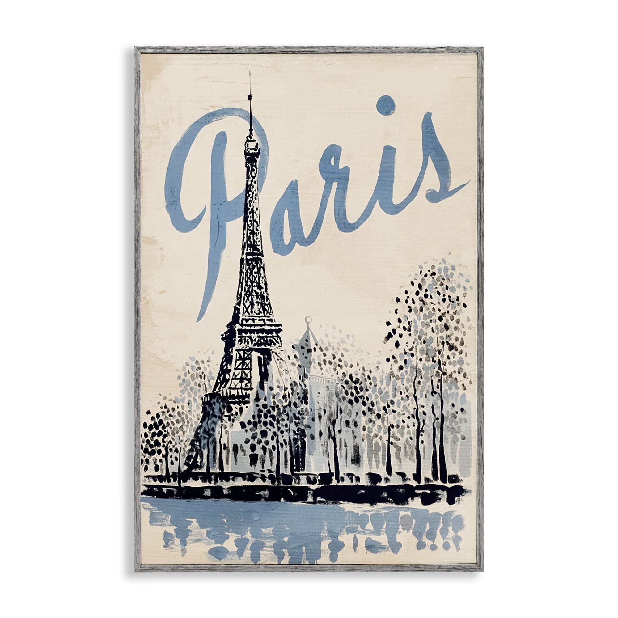 Stupell Industries Blue & Beige Paris Travel Gray Framed Giclee Art, design by Annabelle Hall