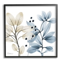 Stupell Industries Blue & Beige Plants Botanical & Floral Painting Black Framed Art Print Wall Art, 12 x 12