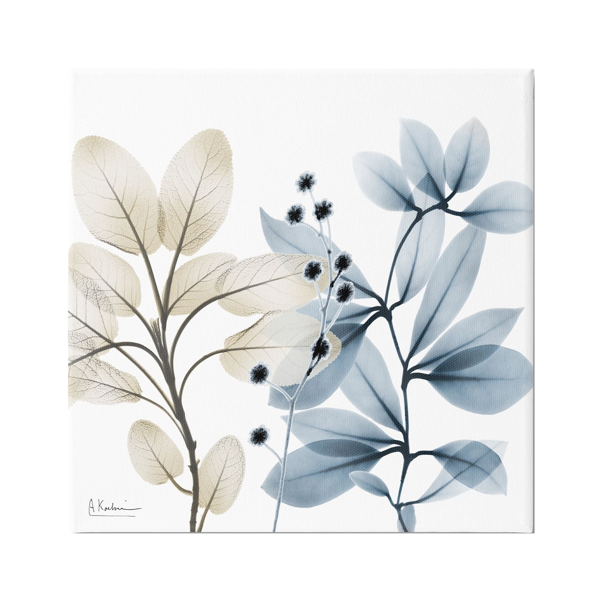 Stupell Industries Blue & Beige Plants Botanical & Floral Painting Gallery Wrapped Canvas Print Wall Art, 30 x 30