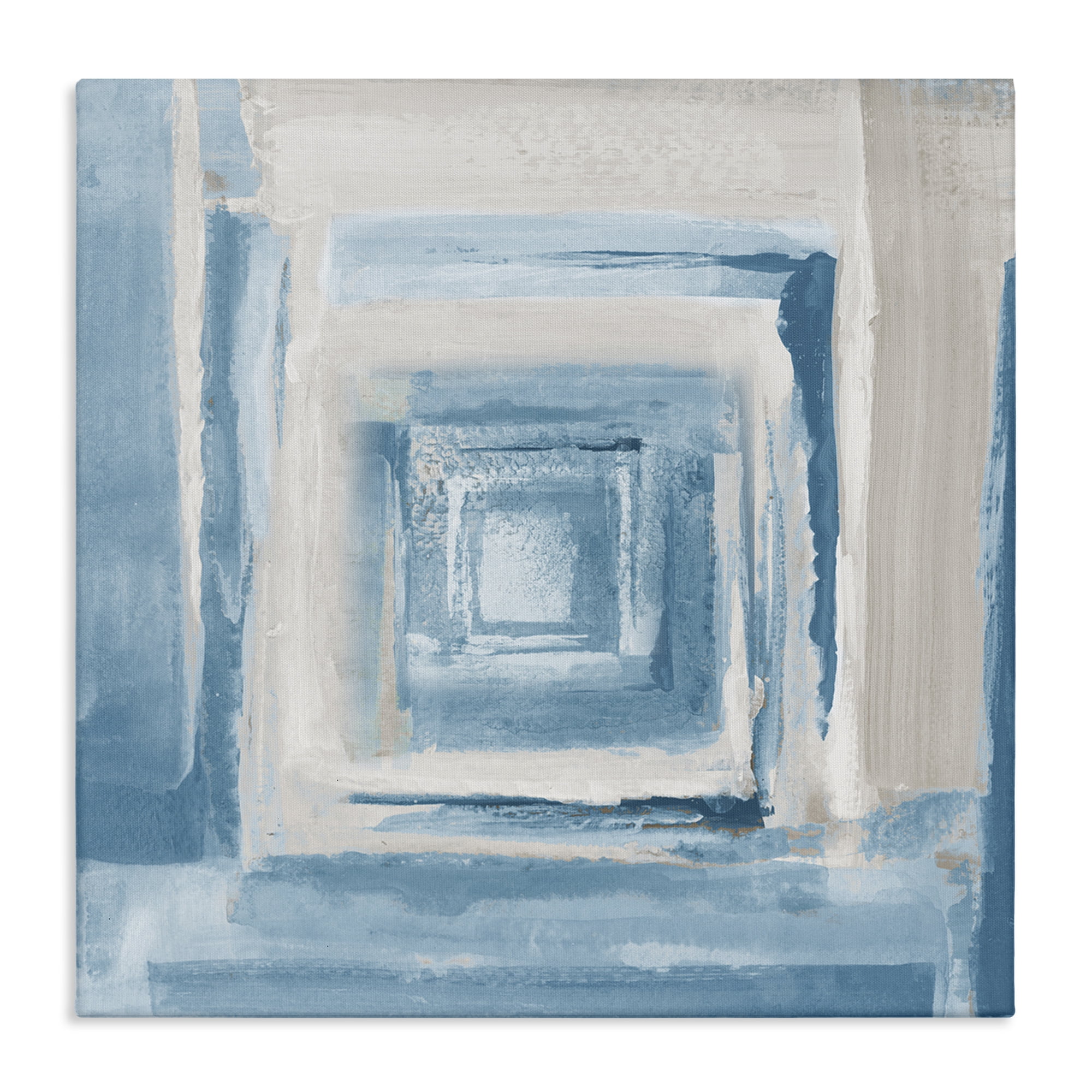 Stupell Industries Blue & Beige Squares Abstract Painting Gallery Wrapped Canvas Art Print Wall Art, 36 x 36