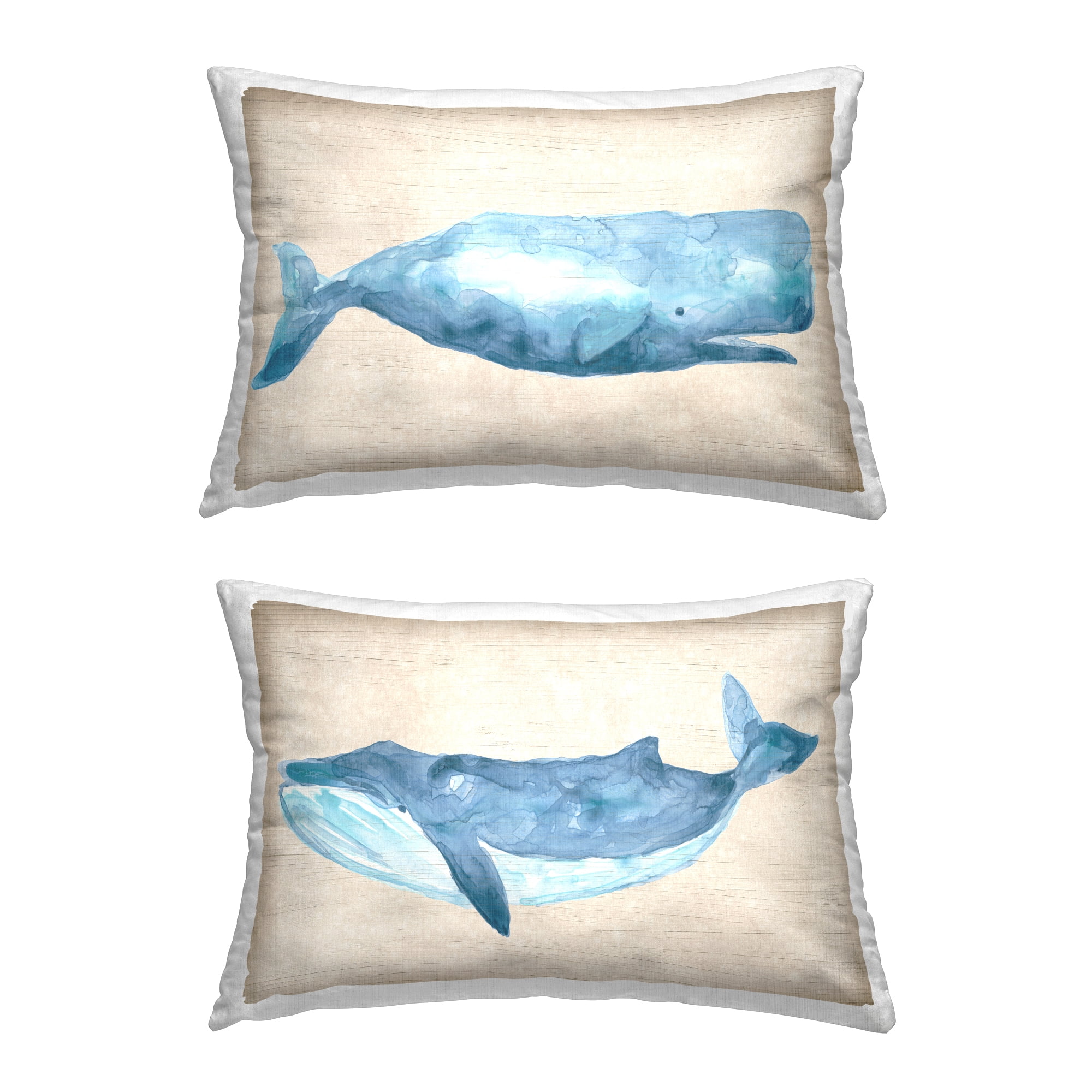 Stupell Industries Blue & Beige Whales Decorative Printed Throw Pillow, 14 x 20