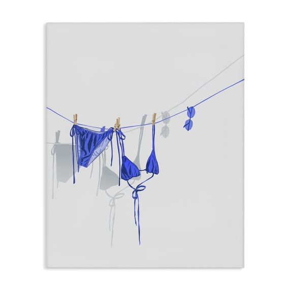 Stupell Industries Blue Bikini on Clothesline Canvas Wall Art, design by Ziwei Li