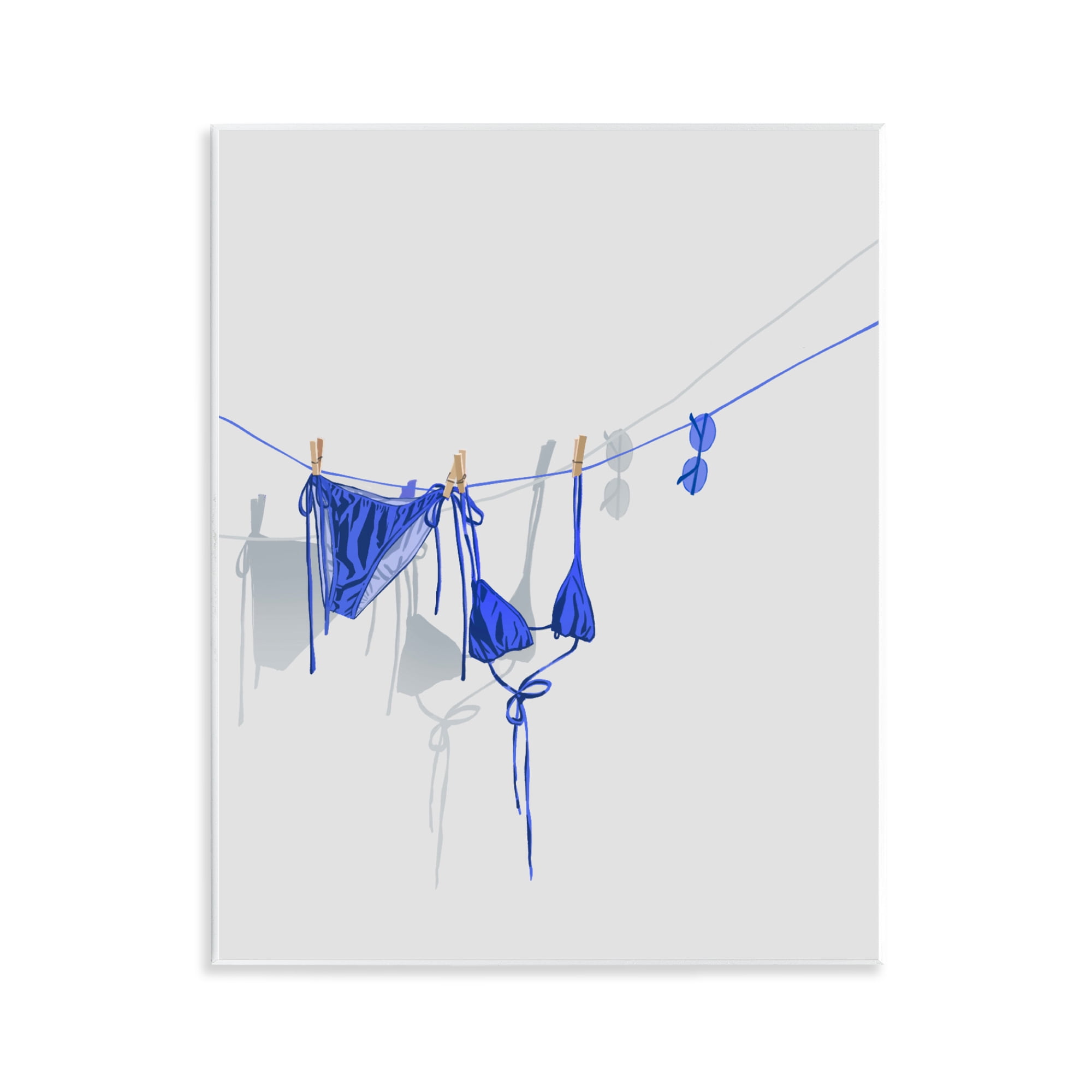 Stupell Industries Blue Bikini on Clothesline Wall Plaque Art, design by Ziwei Li