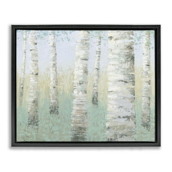 Stupell Industries Blue Birch Forest Landscape & Nature Painting Black Floater Framed Canvas Art Print Wall Art, 31 x 25