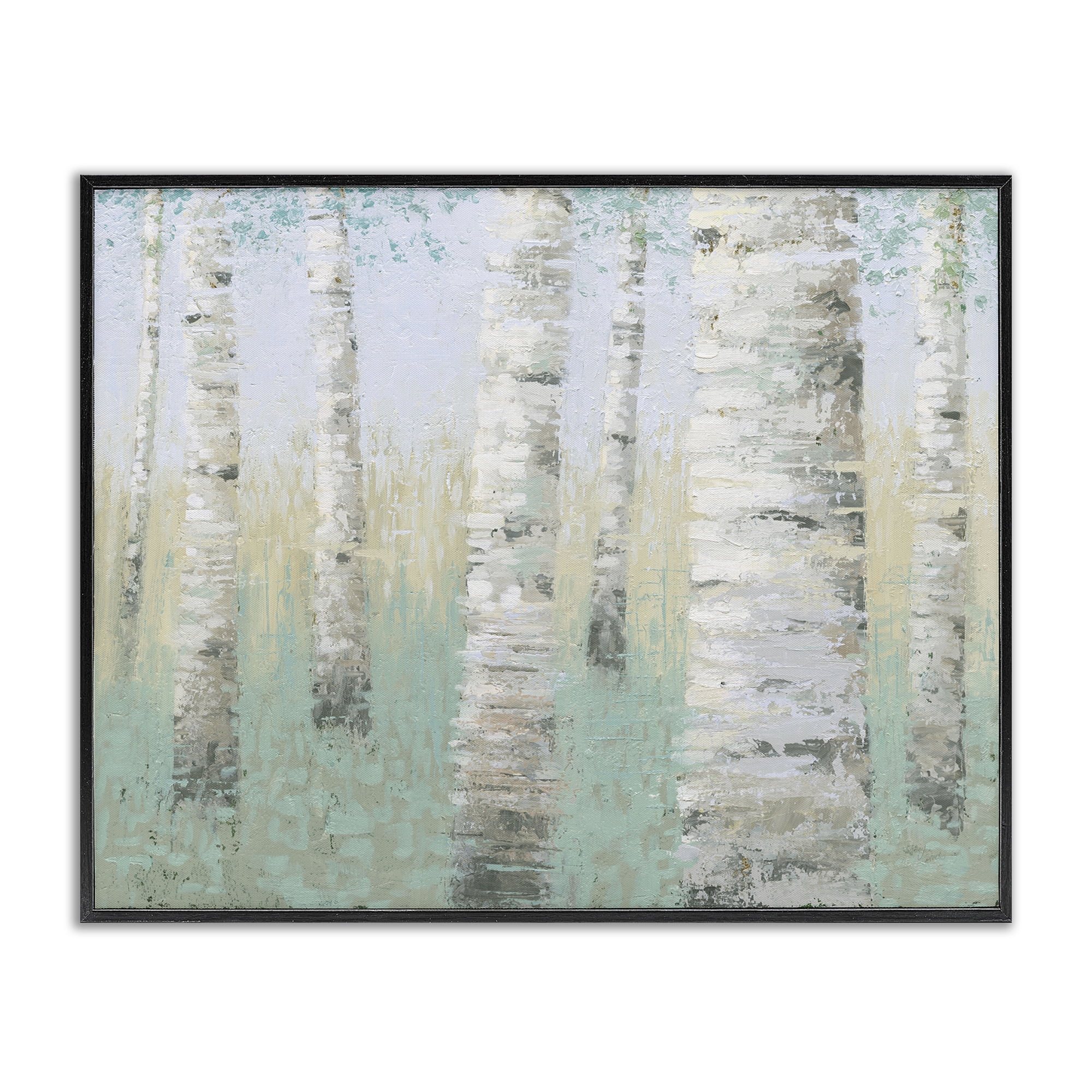 Stupell Industries Blue Birch Forest Landscape & Nature Painting Black Framed Art Print Wall Art, 20 x 16