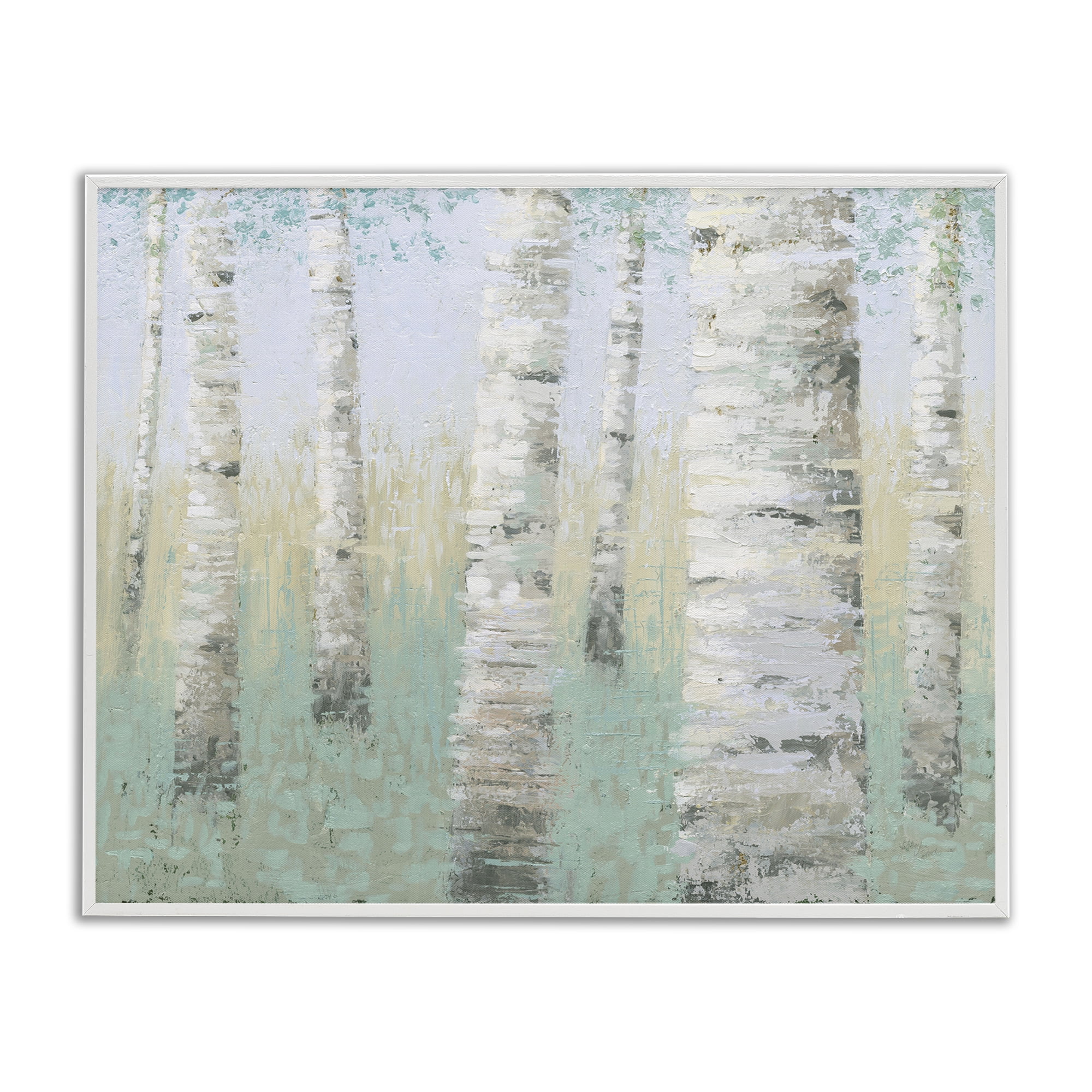 Stupell Industries Blue Birch Forest Landscape & Nature Painting White Framed Art Print Wall Art, 14 x 11