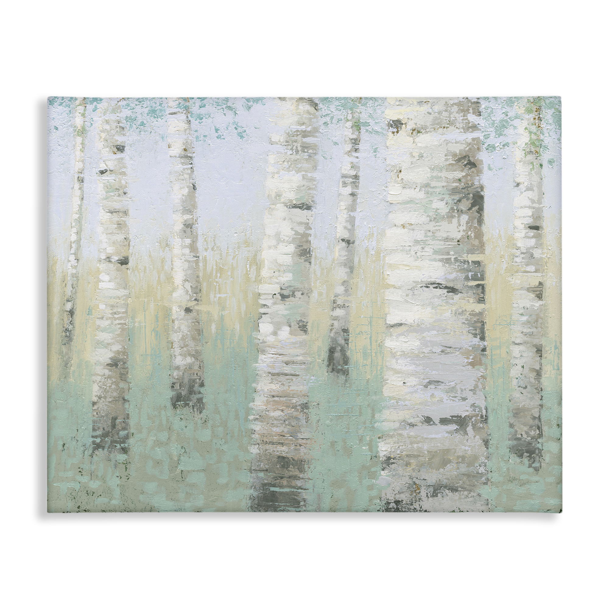 Stupell Industries Blue Birch Forest Landscape & Nature Painting Wrapped Canvas Art Print Wall Art, 30 x 24