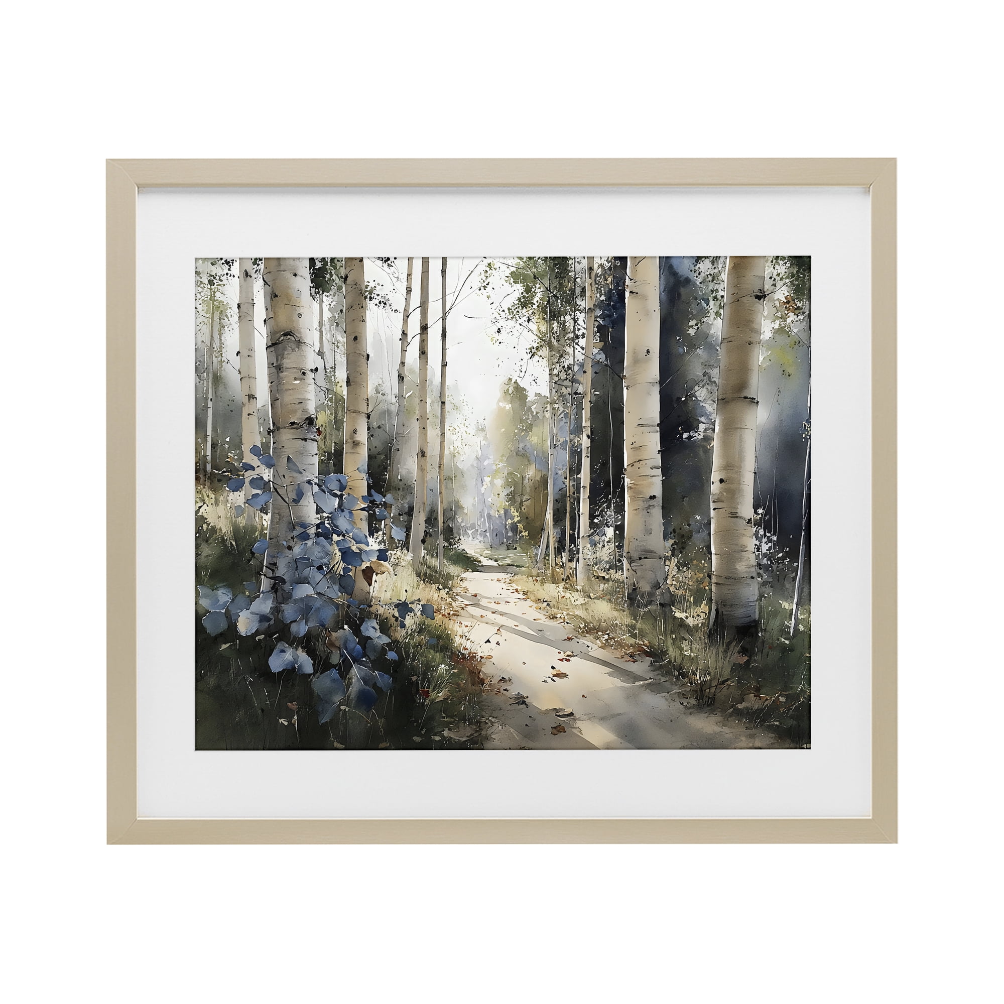 Stupell Industries Blue Birch Sunlit Forest Birch Framed Print Under Glass, design by Franklyn Gregory