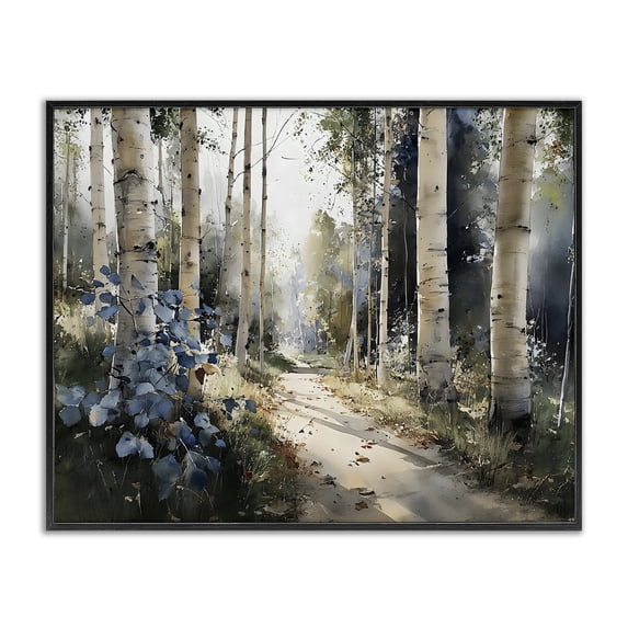 Stupell Industries Farmhouse Blue Birch Sunlit Forest Black Framed Giclee Art, 20 x 16, by Franklyn Gregory