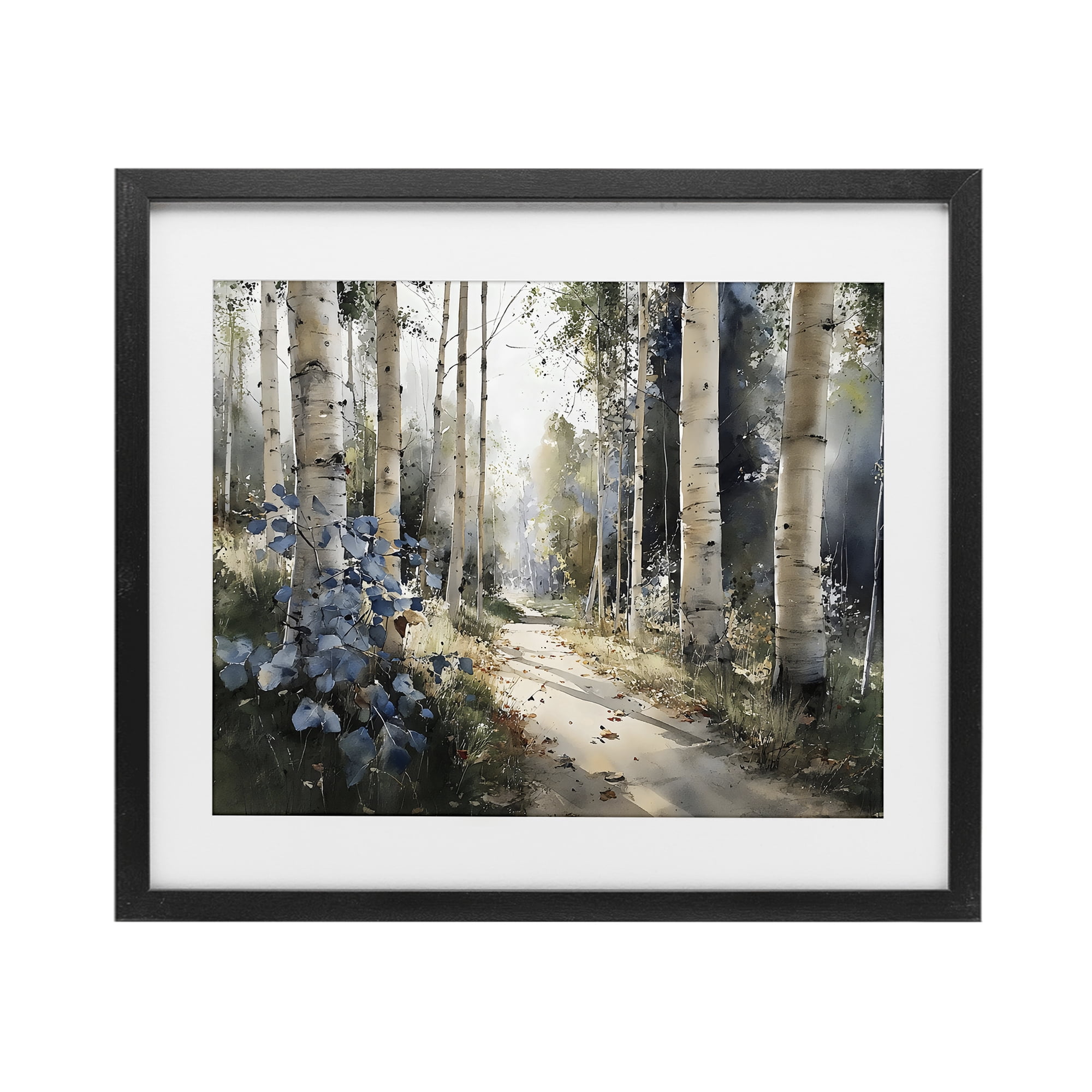 Stupell Industries Blue Birch Sunlit Forest Black Framed Print Under Glass, design by Franklyn Gregory