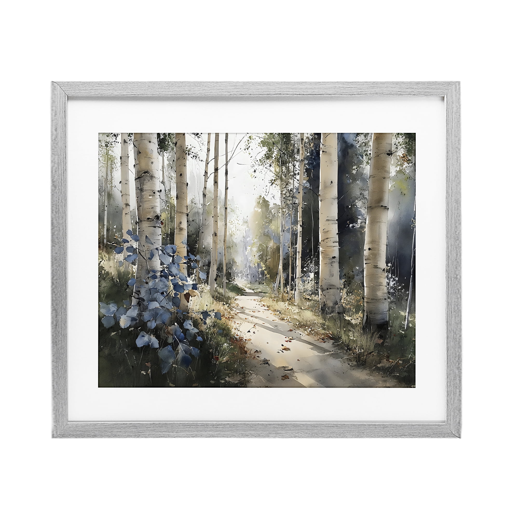 Stupell Industries Blue Birch Sunlit Forest Gray Framed Print Under Glass, design by Franklyn Gregory