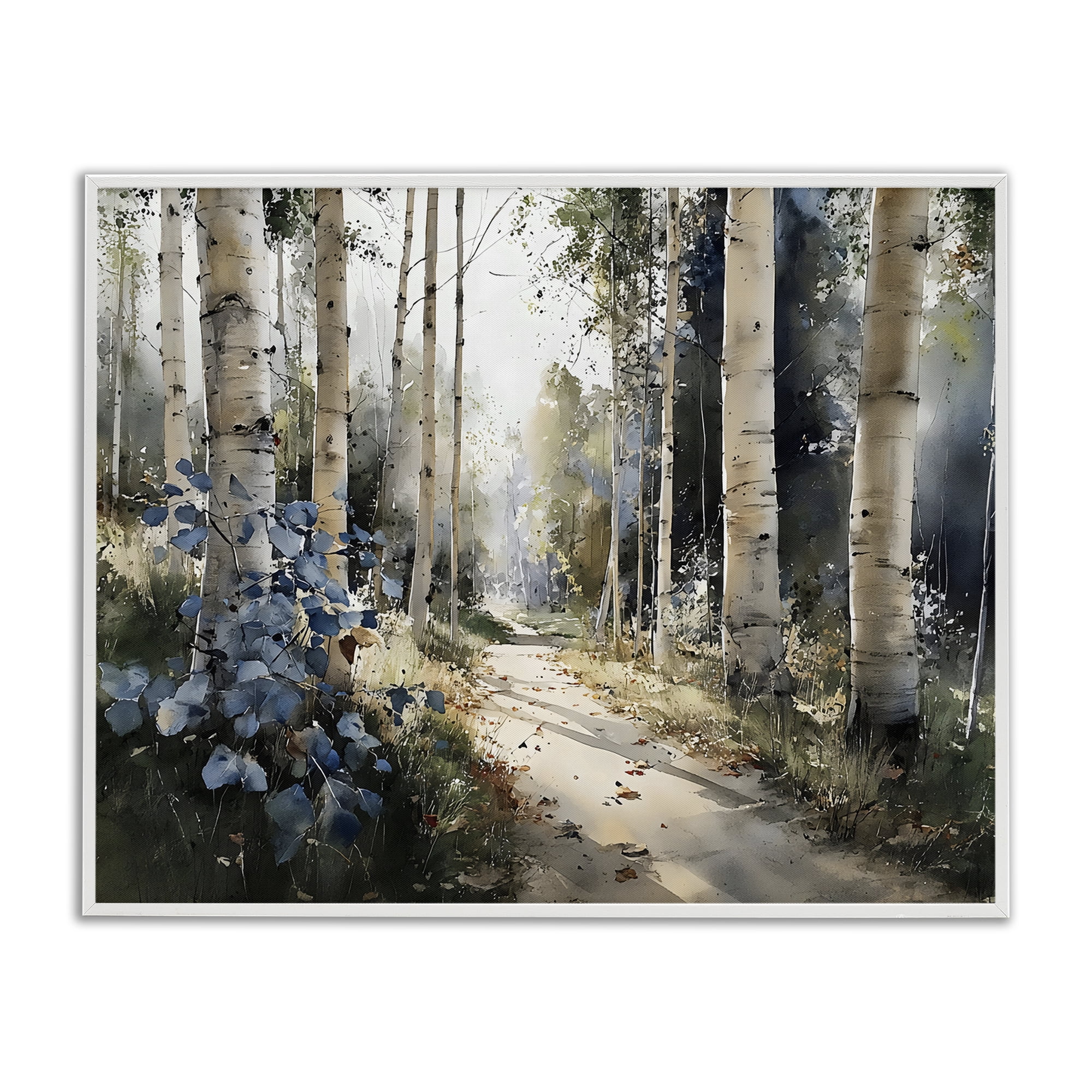 Stupell Industries Blue Birch Sunlit Forest White Framed Giclee Art, design by Franklyn Gregory