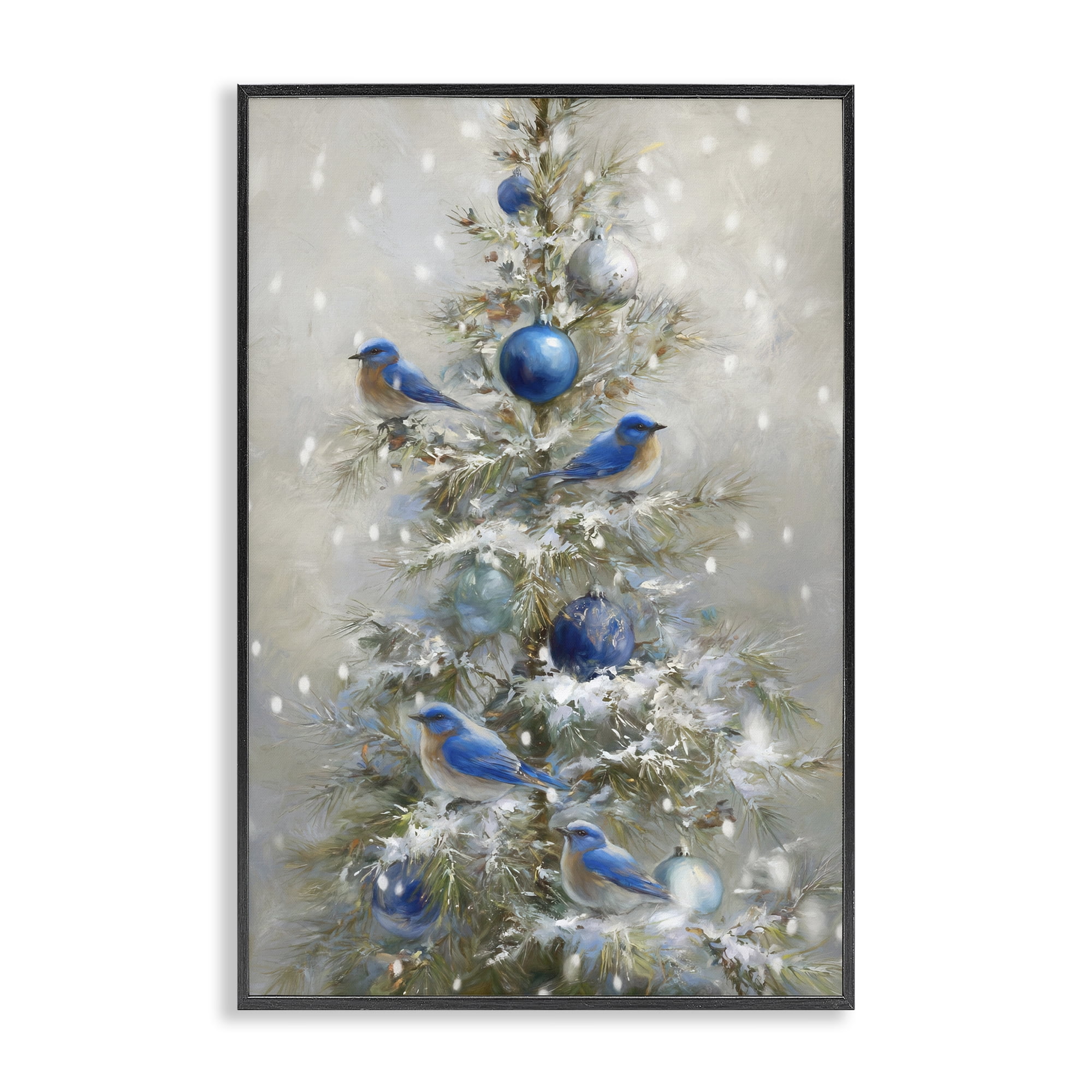 Stupell Industries Blue Bird Christmas Tree Black Framed Giclee Art, design by Tina LeCour