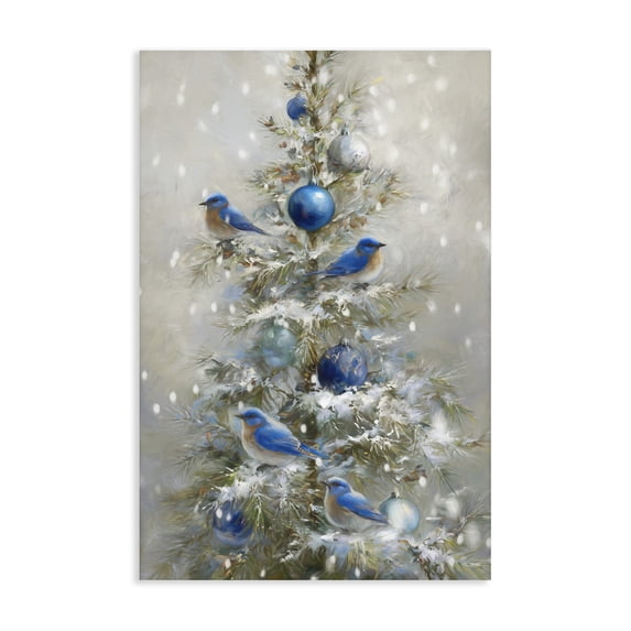 Stupell Industries Traditional Blue Bird Christmas Tree Canvas Art, 30 x 45, by Tina LeCour