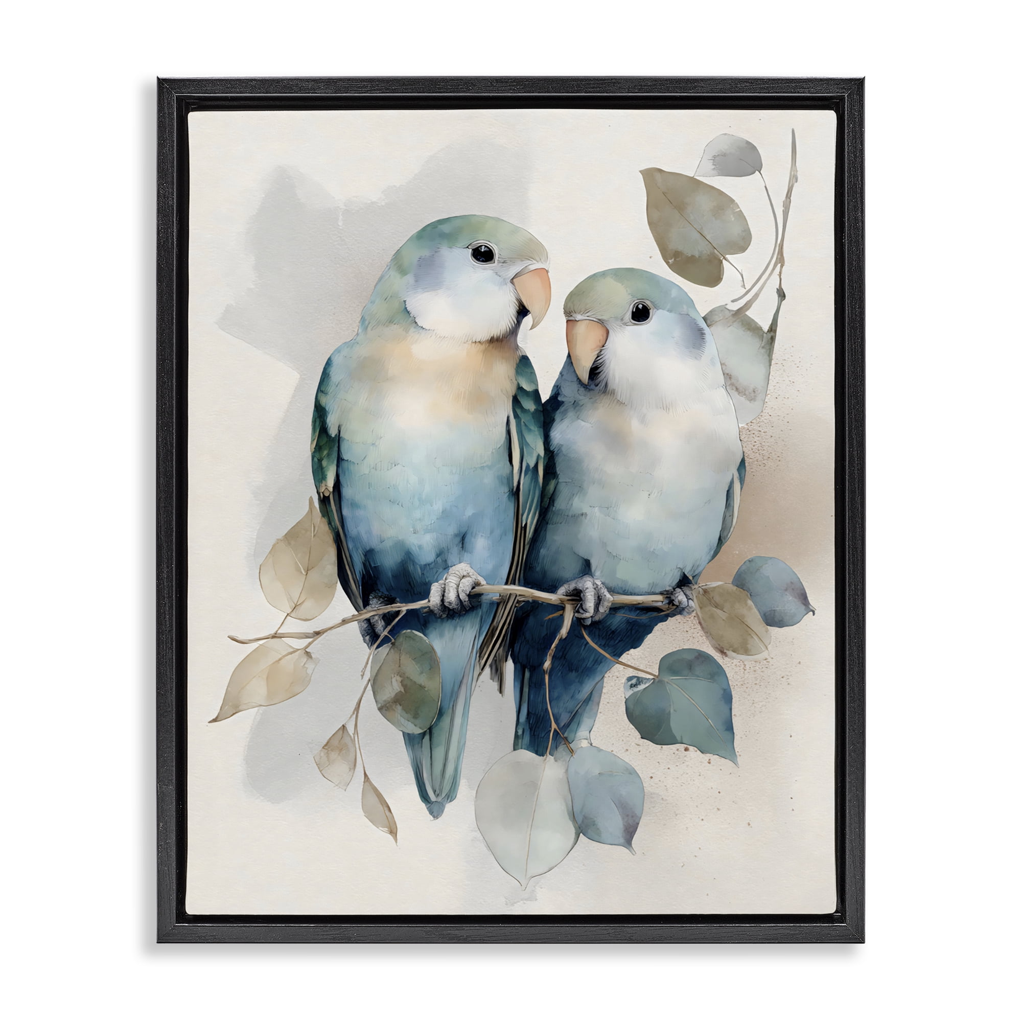 Stupell Industries Blue Bird Lovers Black Framed Floater Canvas Wall Art, design by Franklyn Gregory
