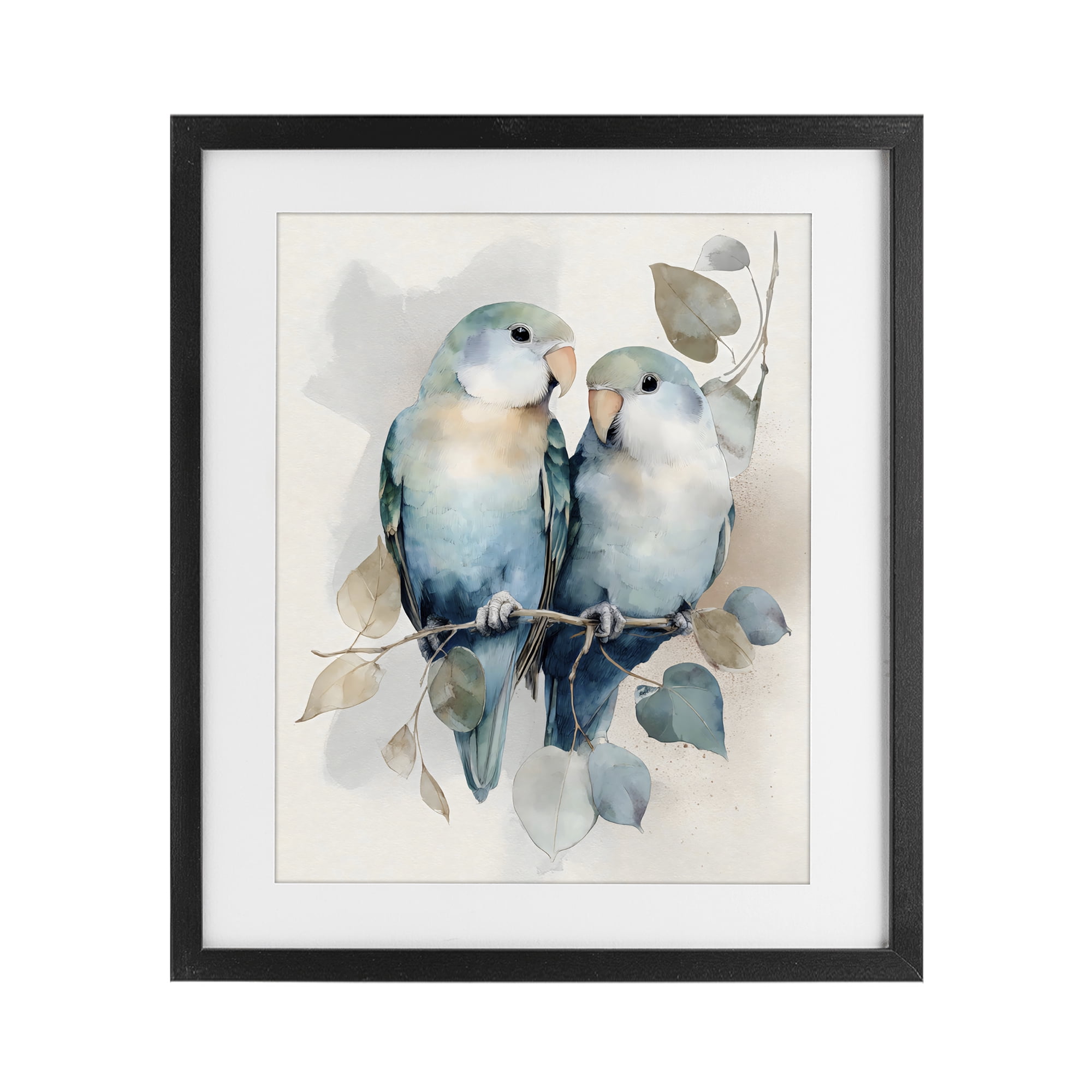 Stupell Industries Blue Bird Lovers Black Framed Print Under Glass, design by Franklyn Gregory