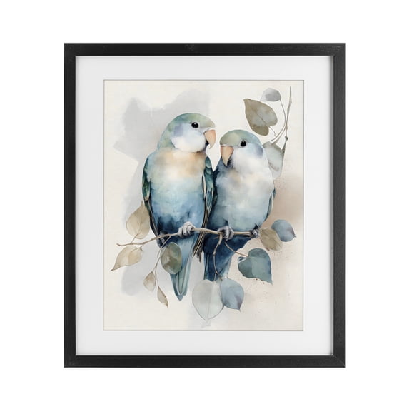 Stupell Industries Modern Blue Bird Lovers Black Framed Print Under Glass, 17 x 21, by Franklyn Gregory