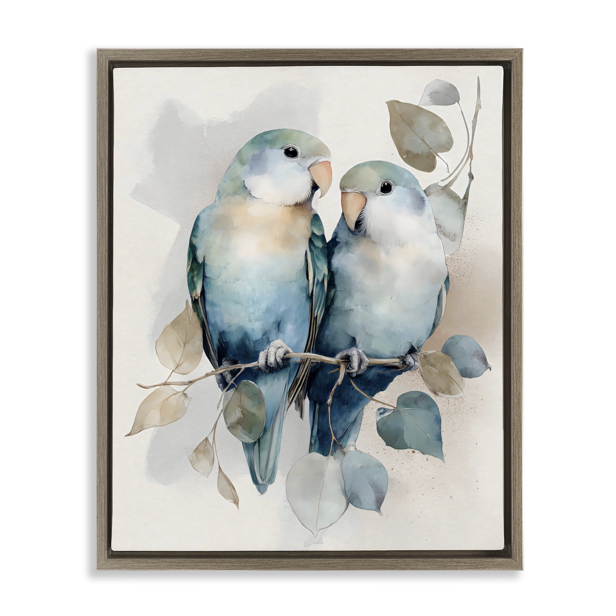 Stupell Industries Blue Bird Lovers Brown Framed Floater Canvas Wall Art, design by Franklyn Gregory