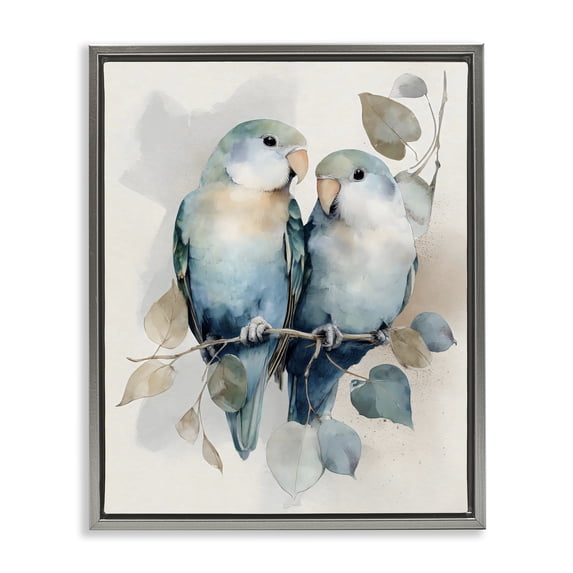 Stupell Industries Modern Blue Bird Lovers Gray Floating Frame Canvas Art, 25 x 31, by Franklyn Gregory