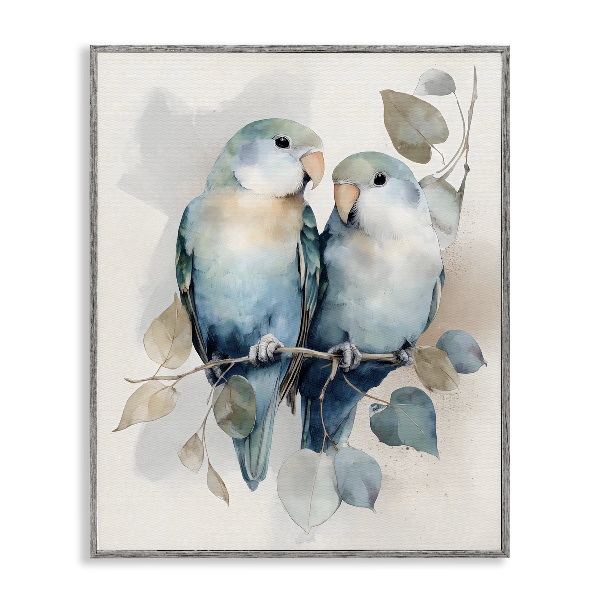 Stupell Industries Blue Bird Lovers Gray Framed Giclee Art, design by Franklyn Gregory
