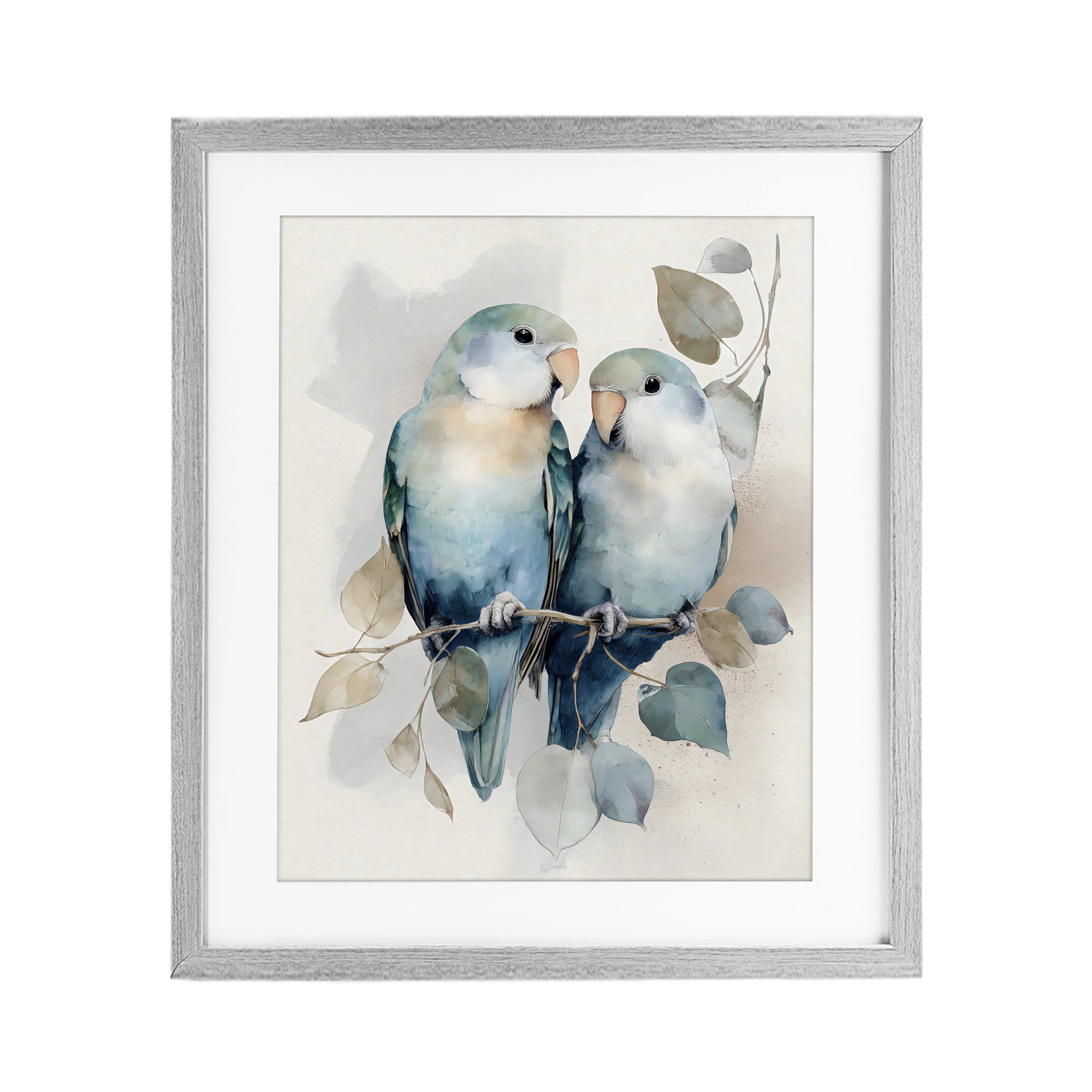 Stupell Industries Blue Bird Lovers Gray Framed Print Under Glass, design by Franklyn Gregory