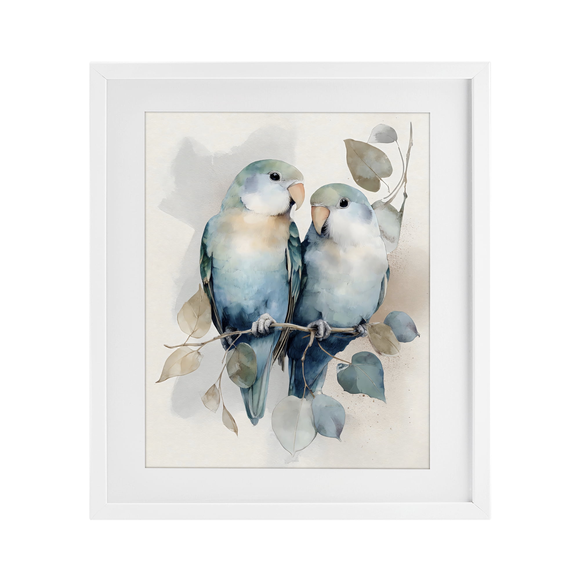 Stupell Industries Blue Bird Lovers White Framed Print Under Glass, design by Franklyn Gregory