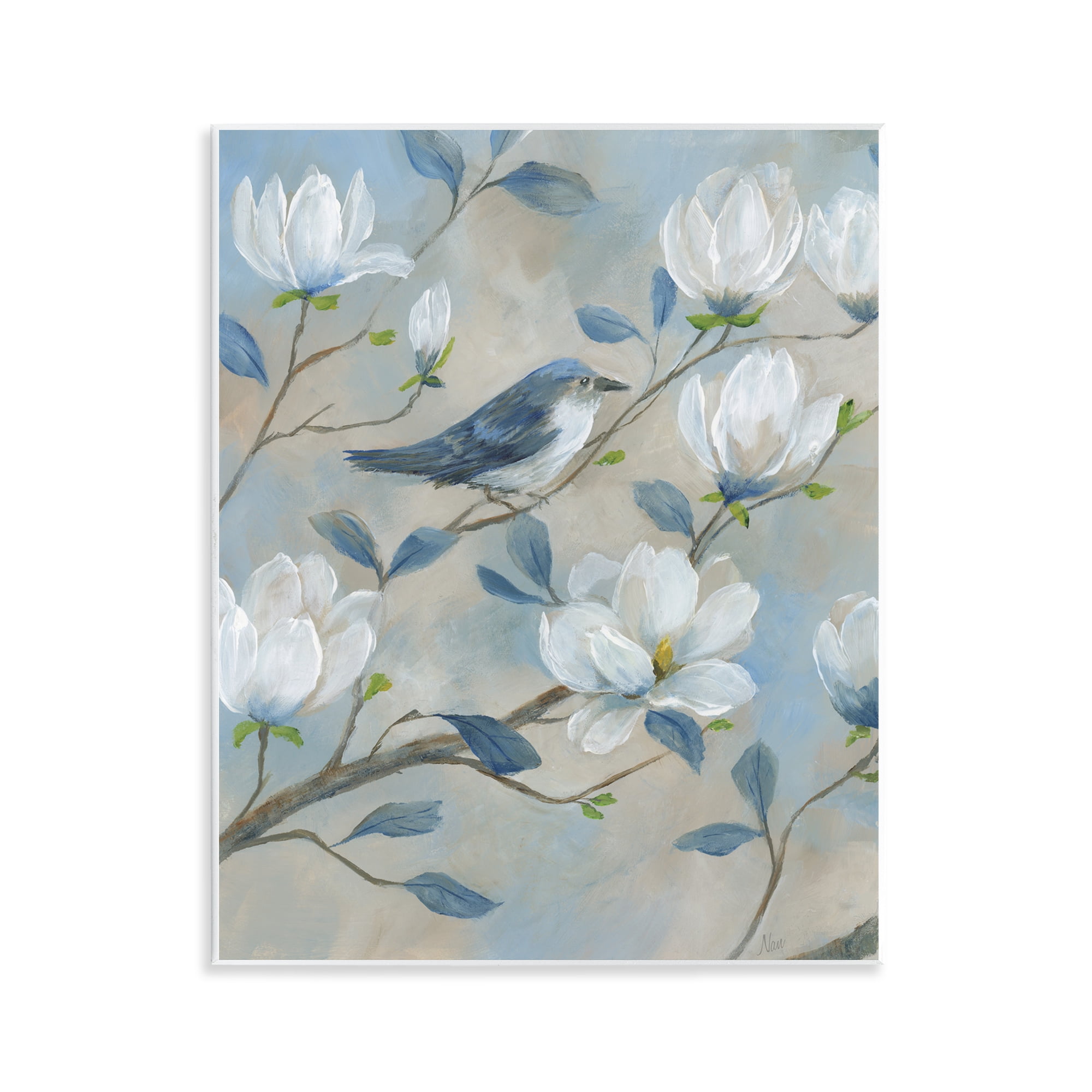 Stupell Industries Blue Bird & Magnolia Wall Plaque Art, design by Nan