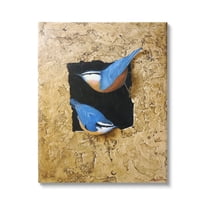 Stupell Industries Blue Bird Pair Perched Rough Layered Structure Painting Gallery Wrapped Canvas Print Wall Art, Design by Alan Weston
