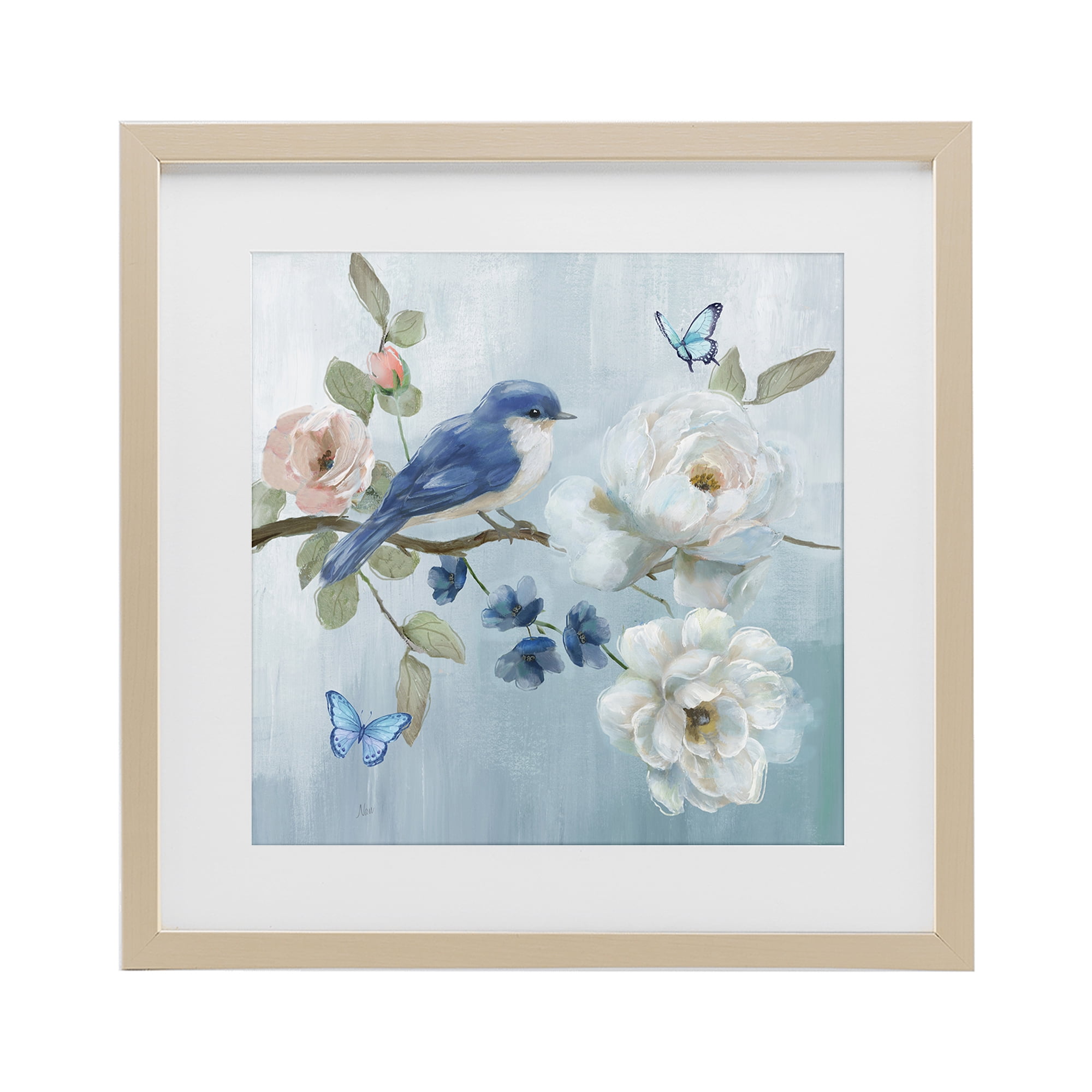 Stupell Industries Blue Bird Tranquility Birch Framed Print Under Glass, design by Nan
