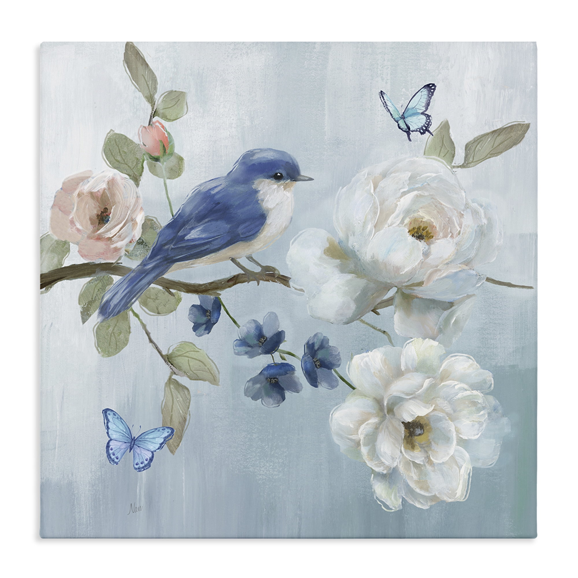 Stupell Industries Blue Bird Tranquility Canvas Wall Art, design by Nan