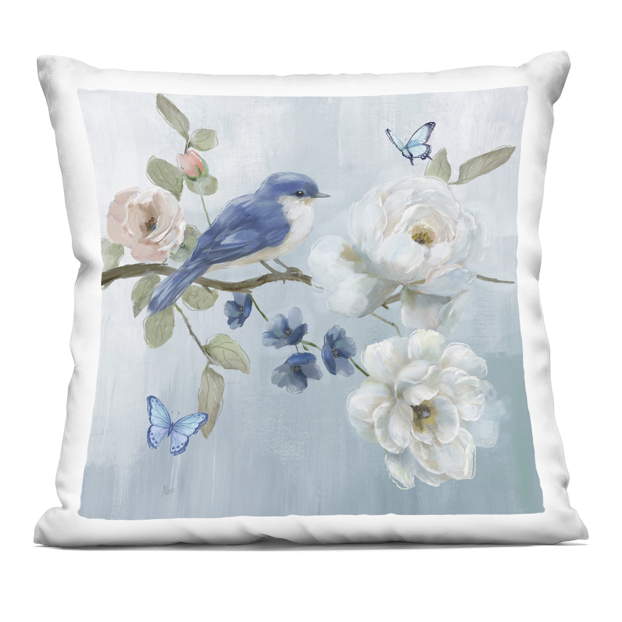 Stupell Industries Blue Bird Tranquility Decorative Printed Throw Pillow, design by Nan, 18 x 7 x 18